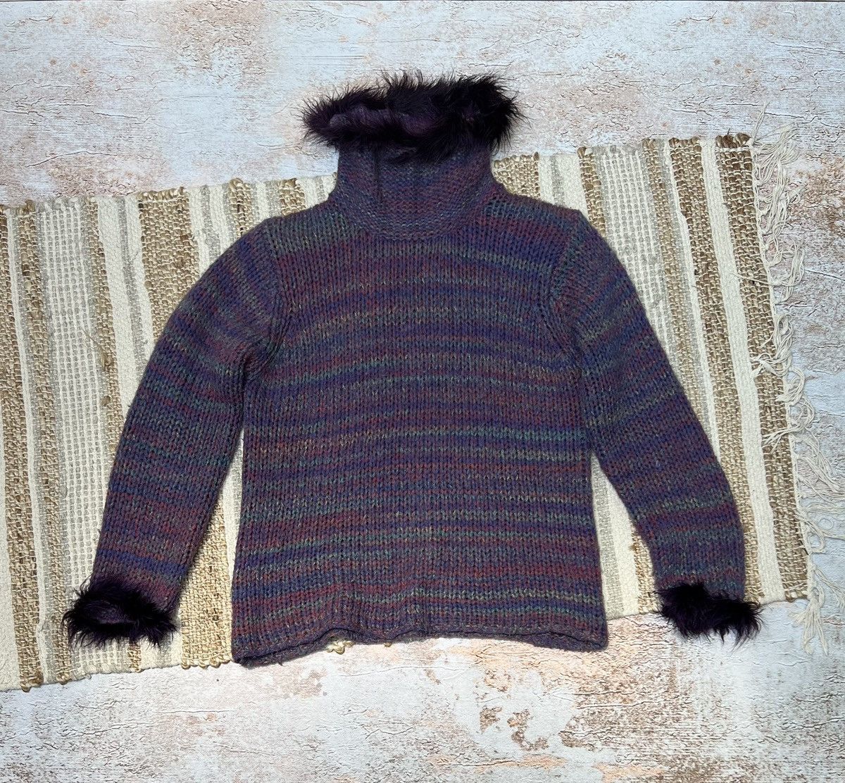 Japanese Brand × Vintage Vintage knit sweater with fur details Size US S / EU 44-46 / 1 - 1 Thumbnail