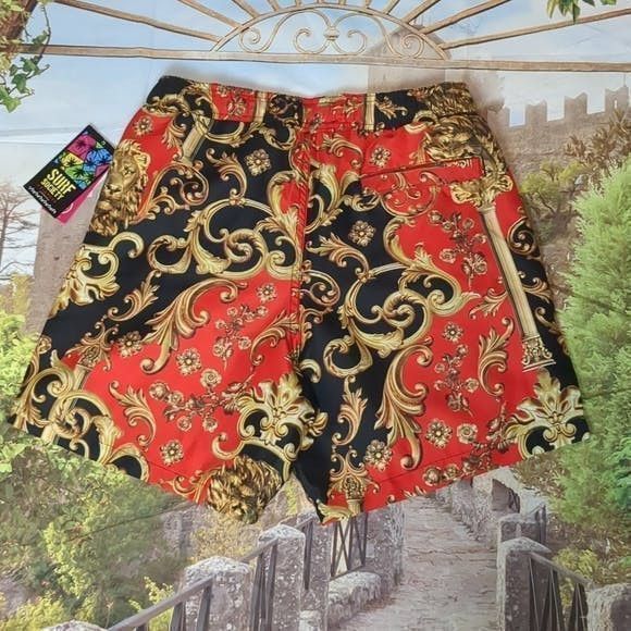 The Unbranded Brand Surf society swimwear black gold red shorts size small Size US 27 - 5 Thumbnail