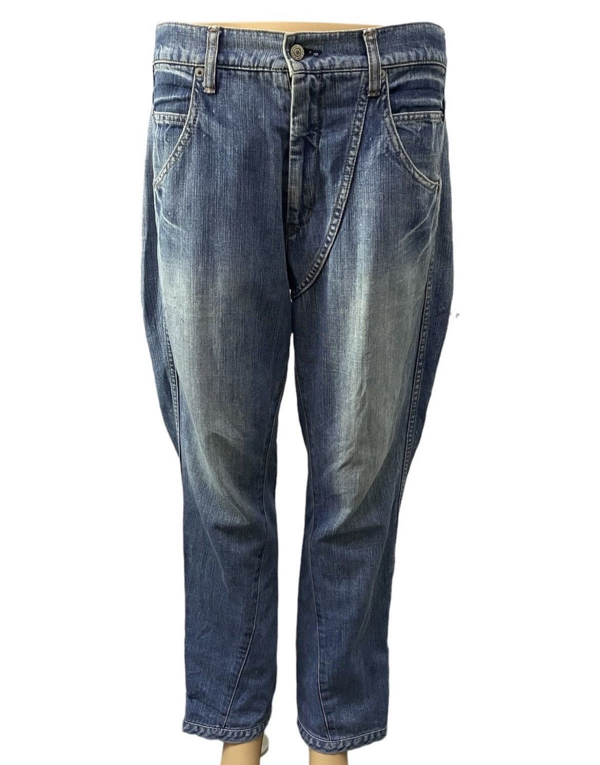 Final Home × Issey Miyake × Zucca Zucca By Issey Miyake Scuba Crotch Button Leg Wash Jeans Size US 31 - 4 Thumbnail
