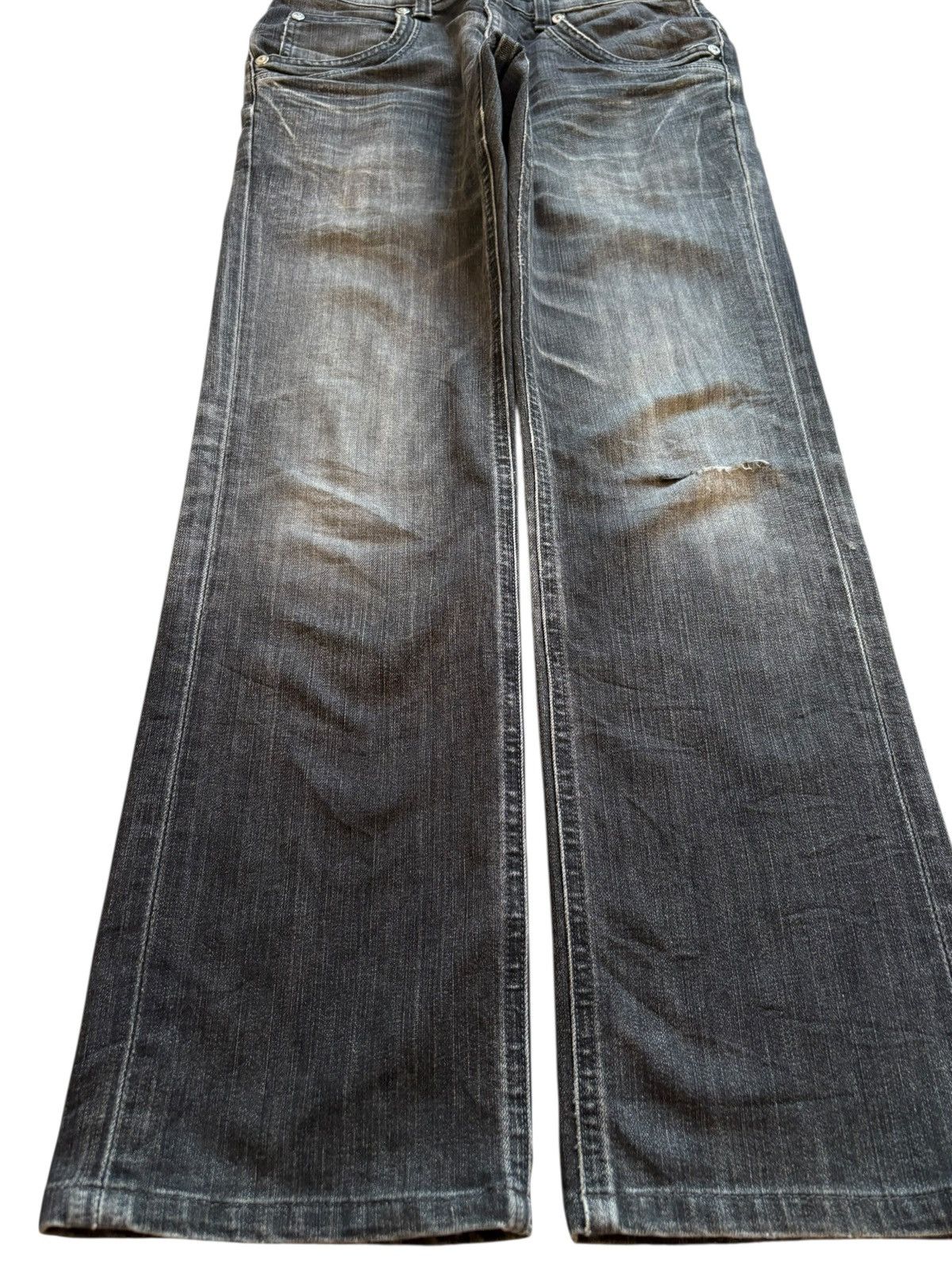 Lee Vintage Lee Mud Wash Buckle Back Distressed Rip Loose Jeans Size US 30 / EU 46 - 6 Thumbnail