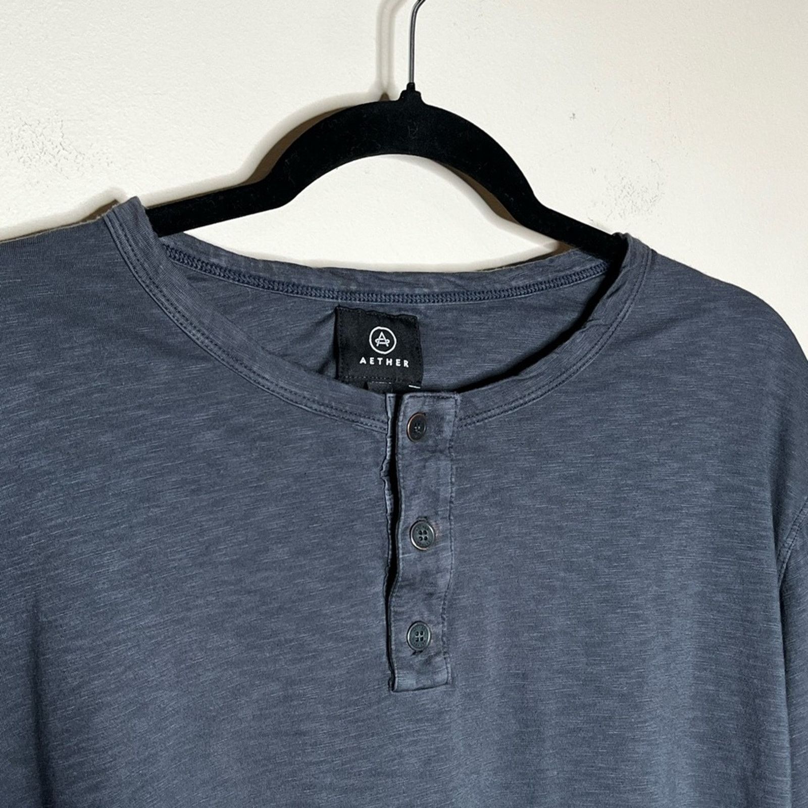 Aether Apparel AETHER Apparel Charcoal Long Sleeve Pima Cotton Emery Henley Size US XXL / EU 58 / 5 - 3 Thumbnail