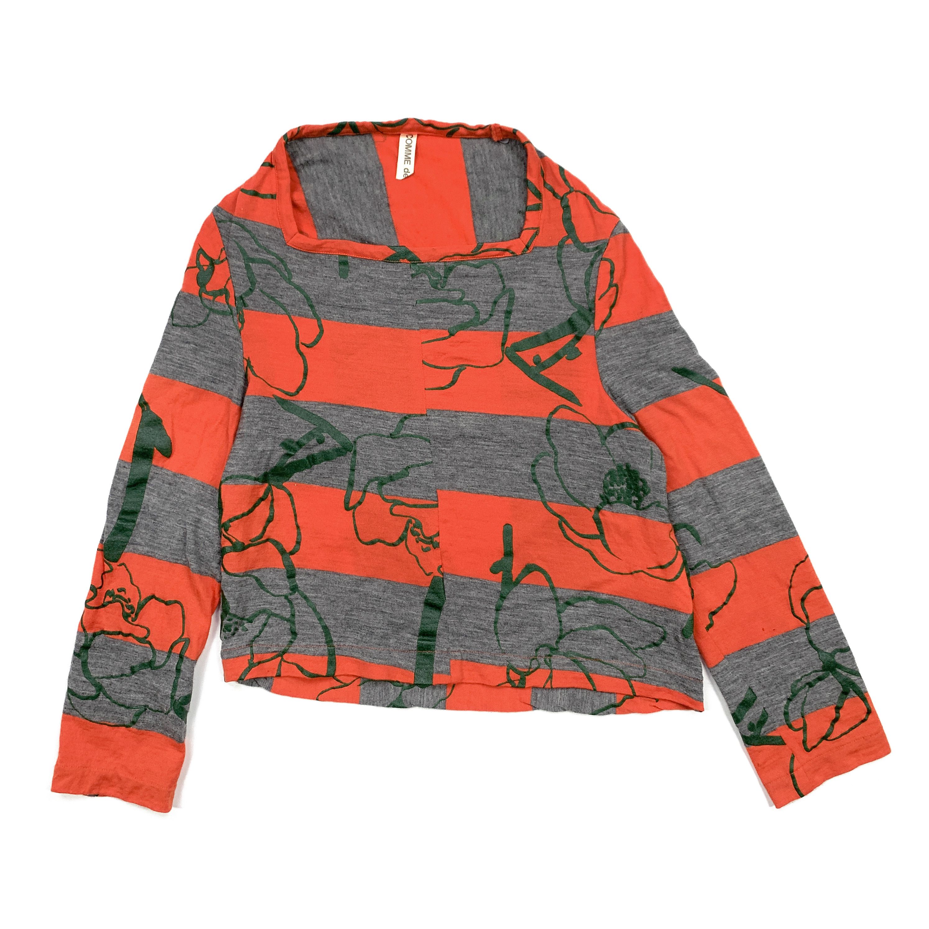 Comme des Garcons 1996 Flower Print Striped Shirt Size S / US 4 / IT 40 - 1 Thumbnail