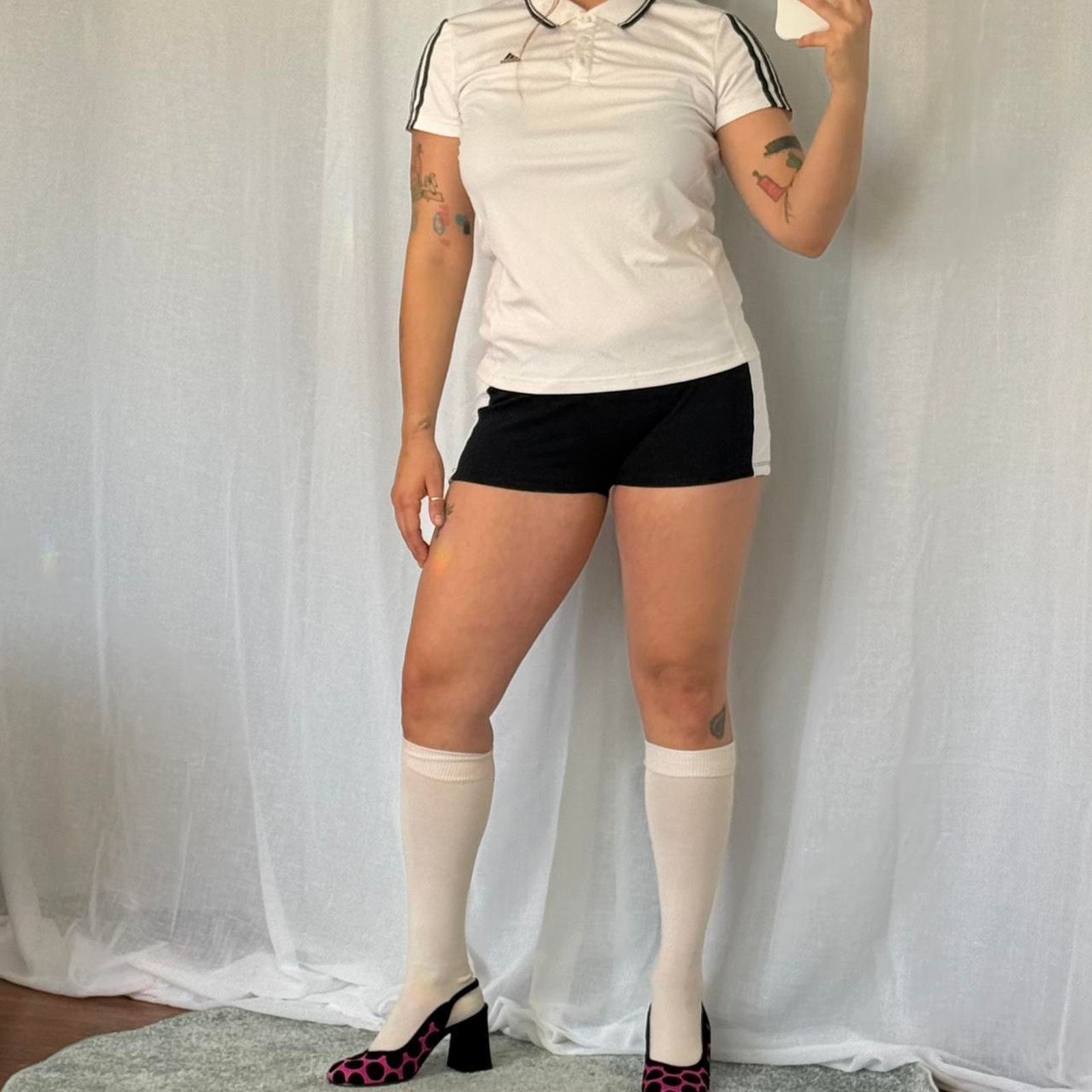 Adidas ✿ ⋆ 𓆩♡𓆪 Adidas White Stripe Polo Top 𓆩♡𓆪 ⋆ ✿ Size L / US 10 / IT 46 - 7 Thumbnail