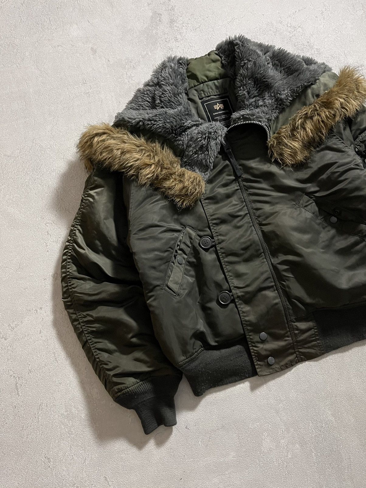 Vintage Alpha Industries N-2B Attached Hood Bomber Jacket