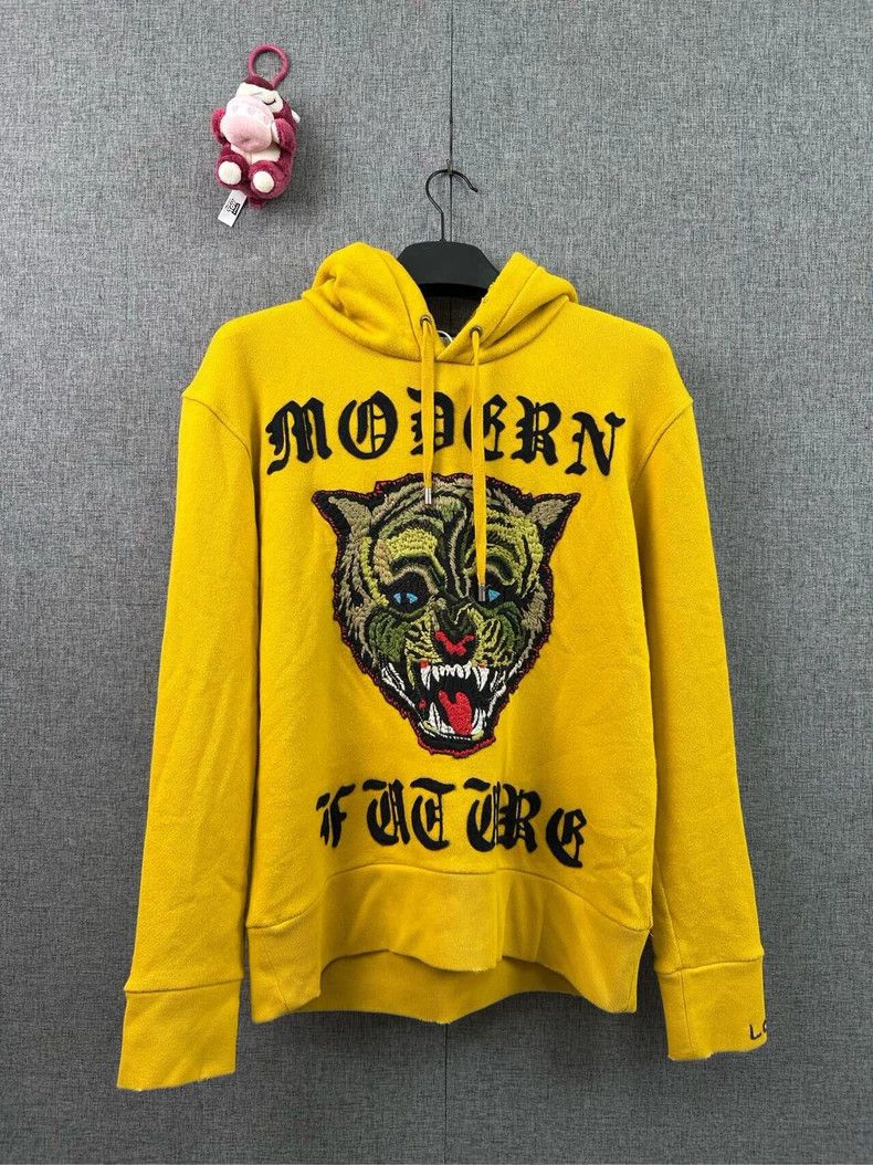 Gucci Gucci Tiger embroidery yellow hooded sweatshirt 2503-Nextar Size US XXS / EU 40 - 1 Thumbnail