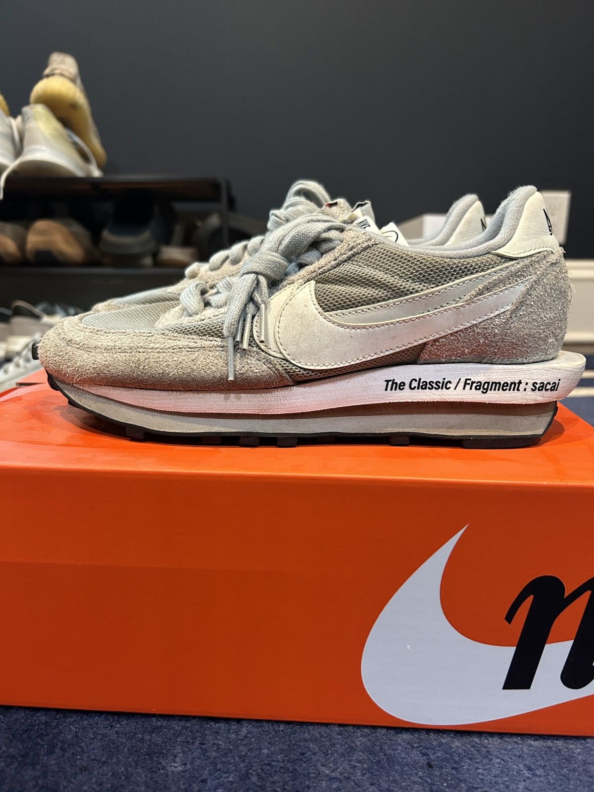 Grey Sacai Mens Shoes Nike X Sacai X Fragment LDWAFFLE Grey