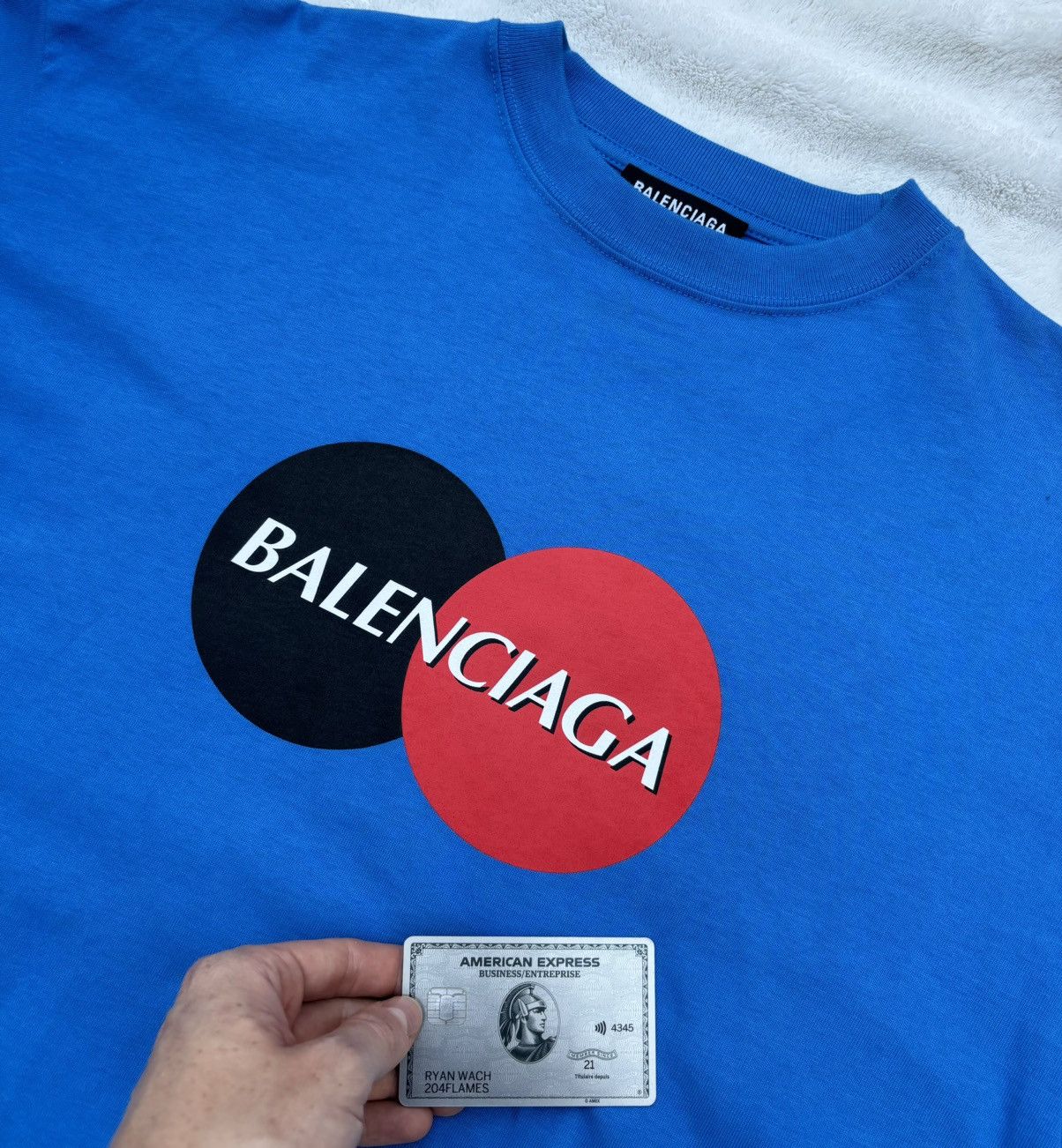 Balenciaga Balenciaga Credit Card Collection Logo Blue Tee Size US L / EU 52-54 / 3 - 2 Thumbnail