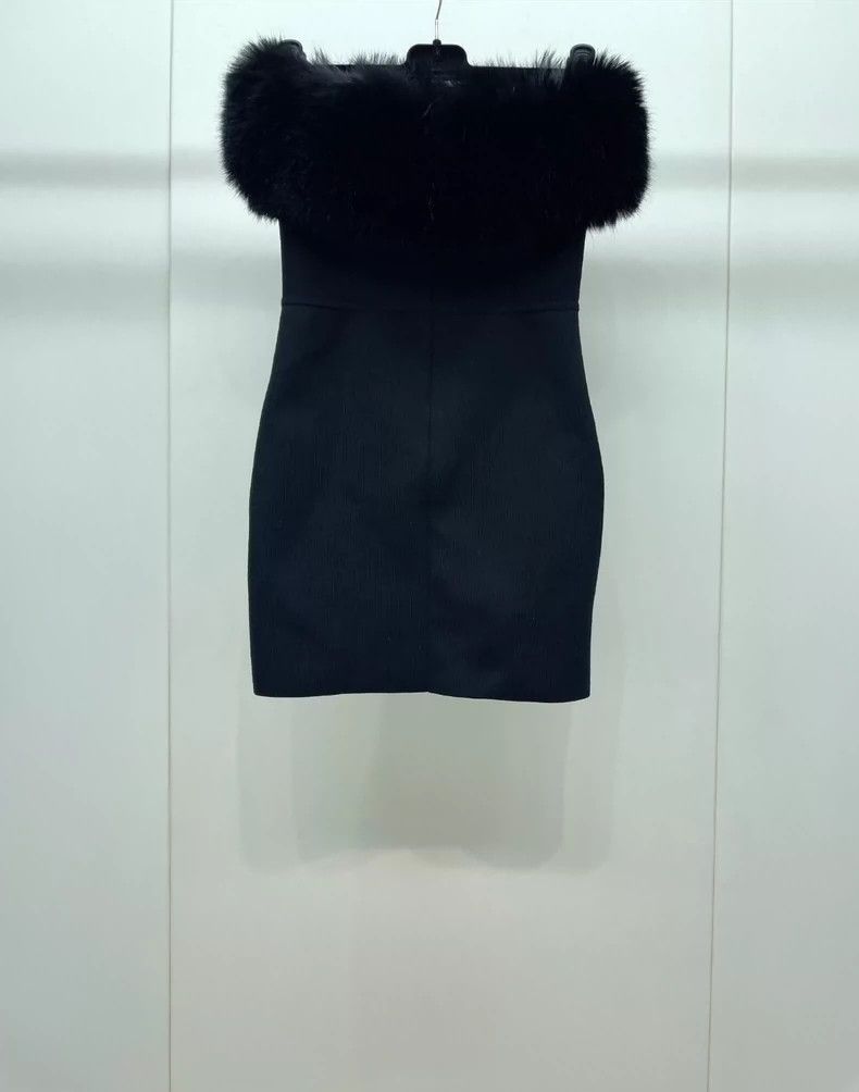 Yves Saint Laurent saint laurent Black wool knit strapless dress 2503-Nextarro Size XS / US 0-2 / IT 36-38 - 2 Thumbnail