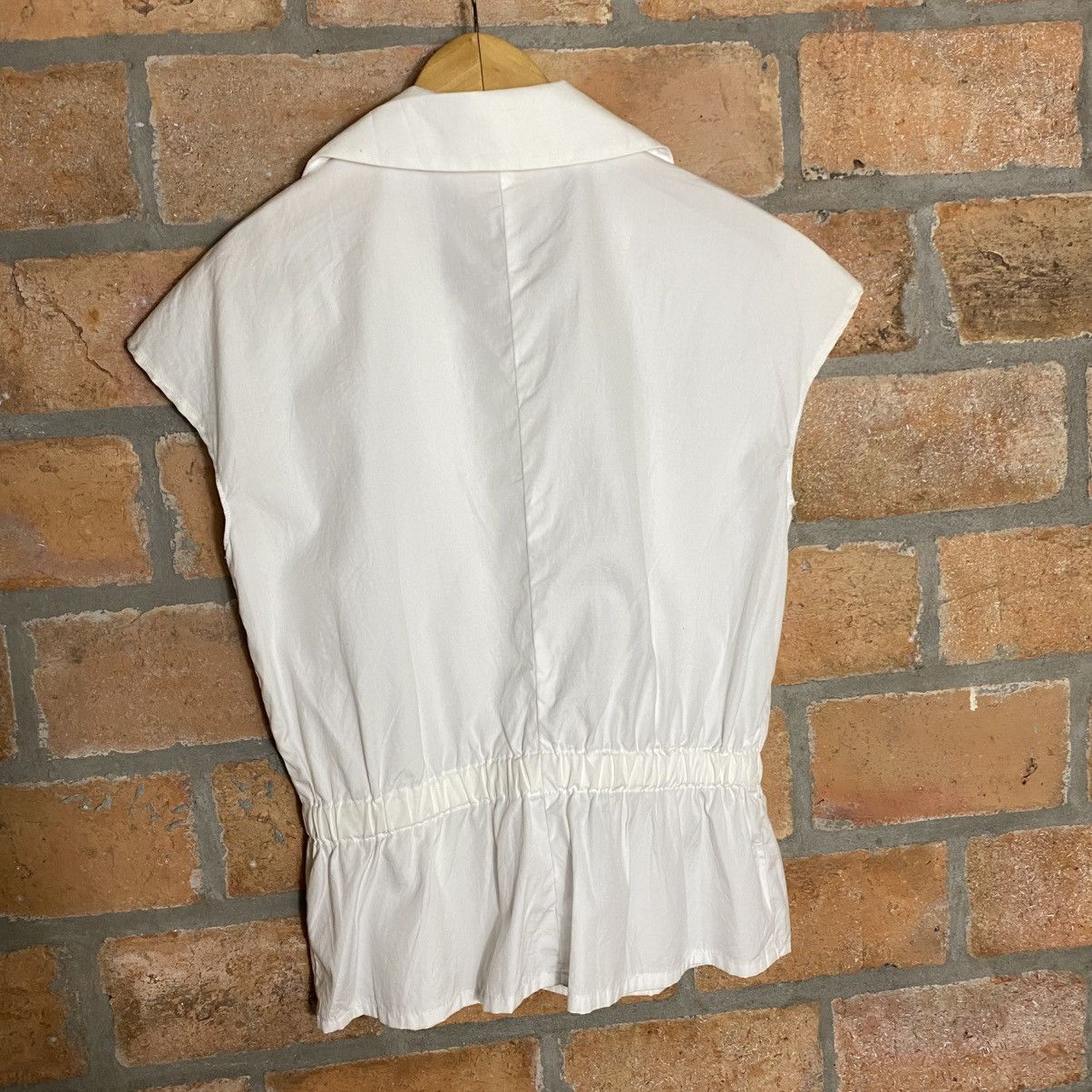 Norma Kamali ONO NORMA KAMALI White Cap Sleeve Blouse with Gathered Waist Size XL / US 12-14 / IT 48-50 - 13 Thumbnail