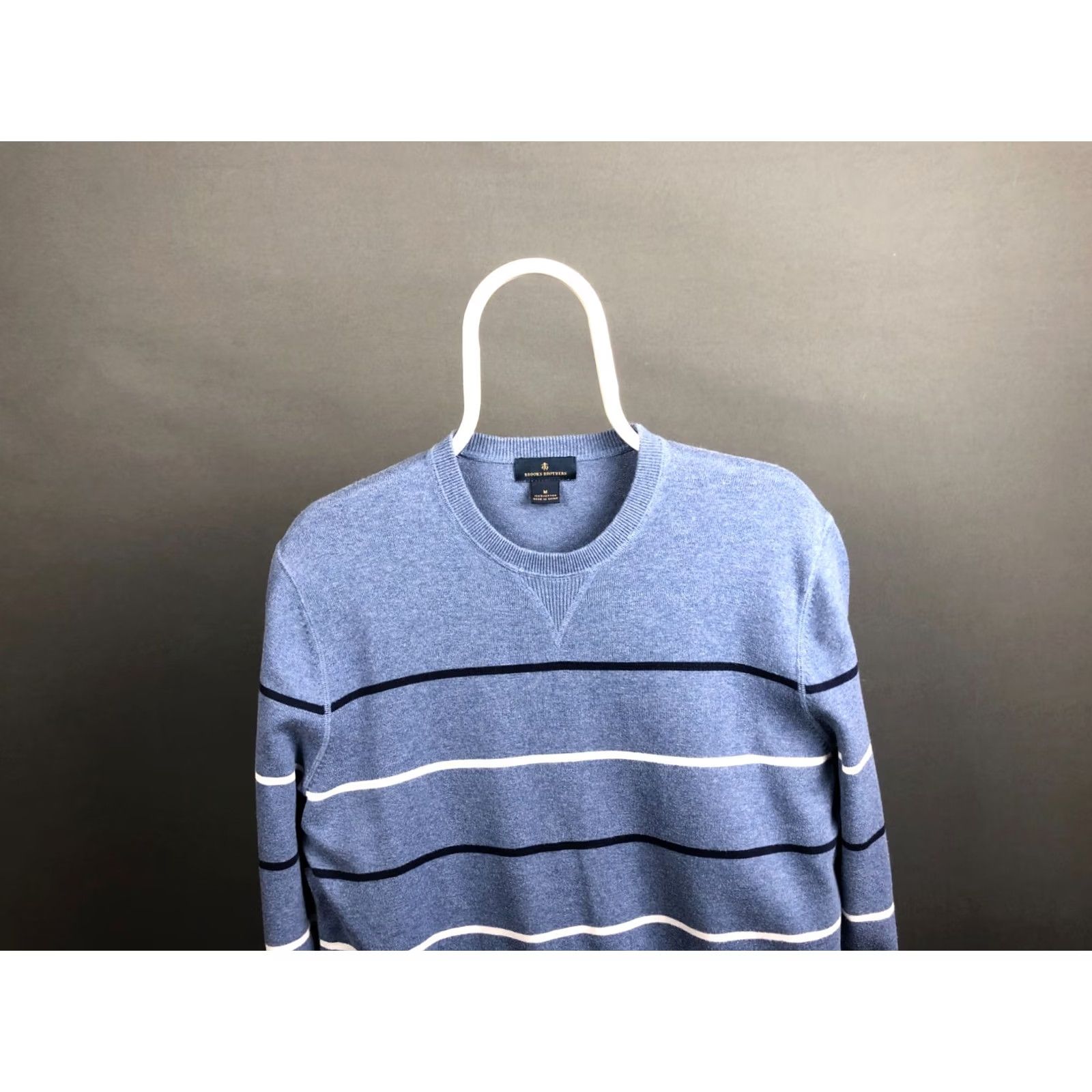 Brooks Brothers Brooks Brothers Sweater Mens Pullover Crew Neck Long Sleeve Striped Blue 100% Cotton M Knit Ribbed Hem Cuffs Tight-Knit Classic Pattern Size US M / EU 48-50 / 2 - 4 Thumbnail