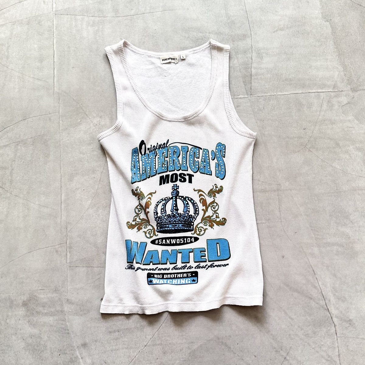 Hysteric Glamour 00s America's Most Wanted Ribbed Tank Top Cop Copine Vibe Size L / US 10 / IT 46 - 1 Thumbnail