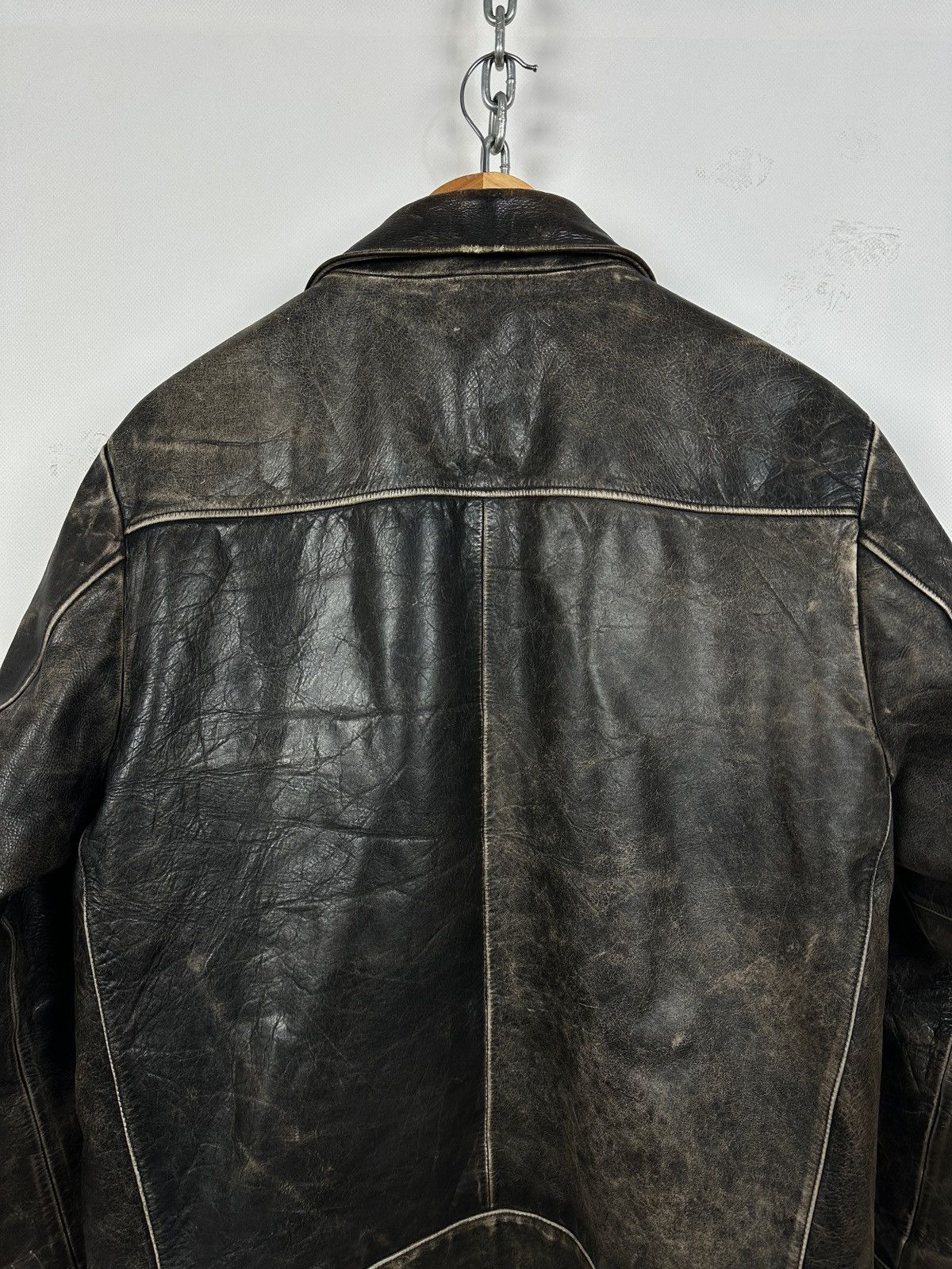 Gap 00s Vintage GAP Distressed Brown Leather Sherpa Lined Jacket Size US M / EU 48-50 / 2 - 15 Thumbnail