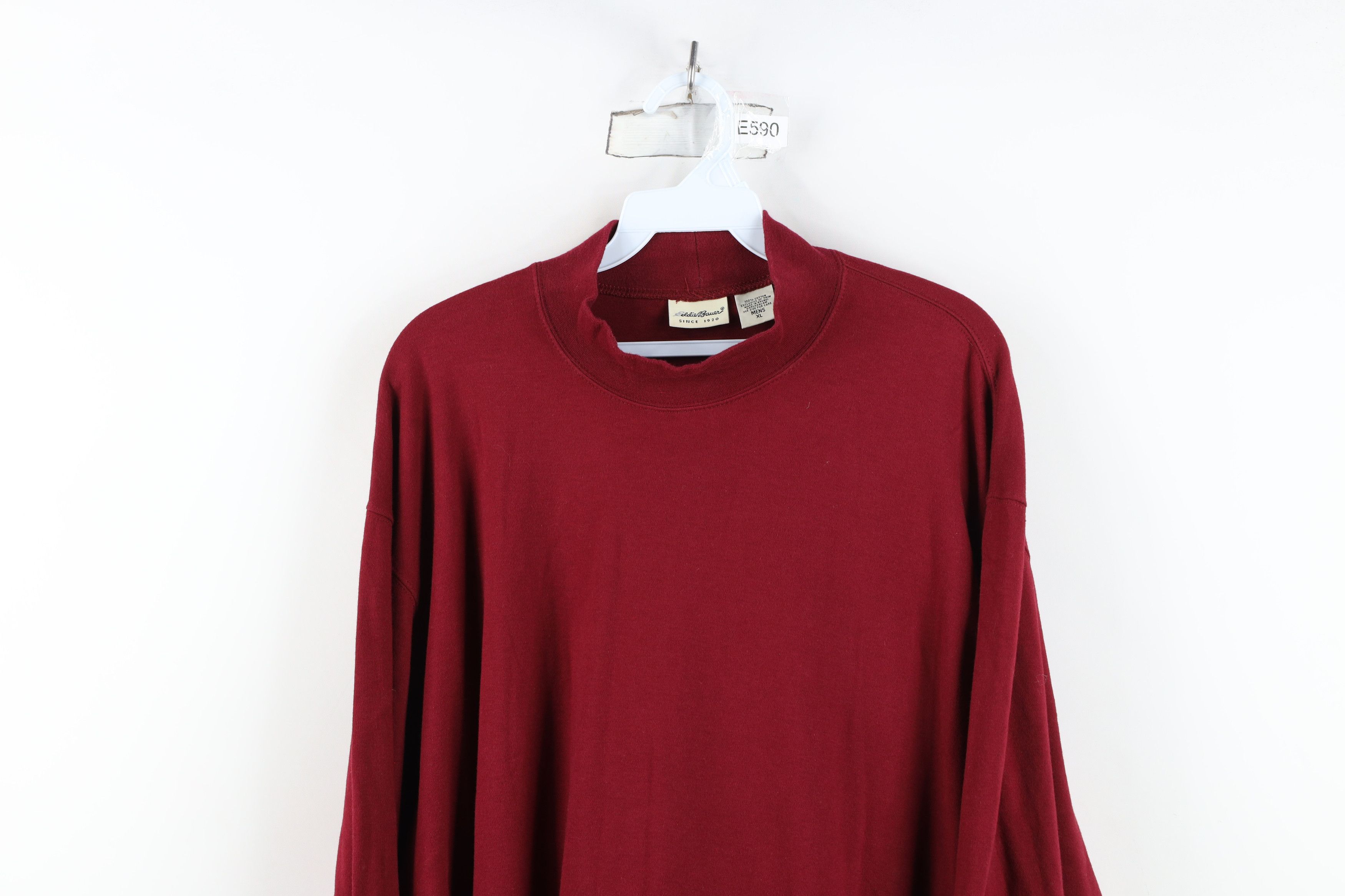 Eddie Bauer Vintage 90s Eddie Bauer Mock Neck Long Sleeve T-Shirt Red Size US XL / EU 56 / 4 - 2 Thumbnail