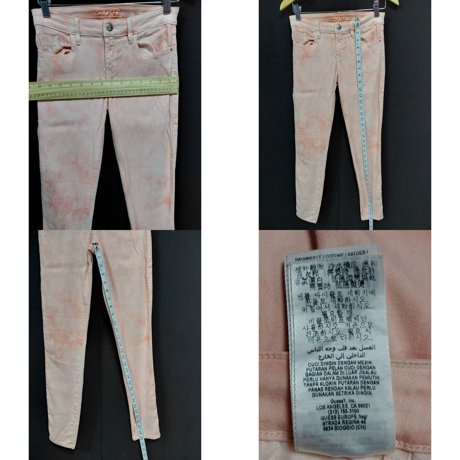 Guess GUESS Tie-Dye Skinny Jeans Pink Denim 26 Women Slim Cotton Spandex Regular Ankle Casual Modern Vintage: No, etc. Size 26" / US 2 / IT 38 - 8 Thumbnail