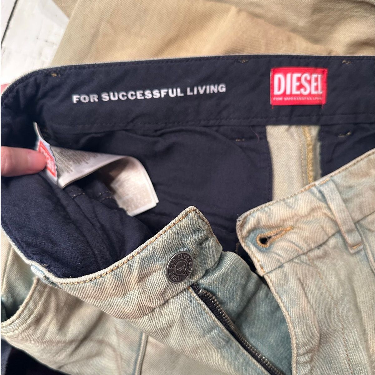 Diesel D-Chino-Work Straight Relaxed Jeans 0jgas size 29 Dusty Blue Size US 29 - 11 Thumbnail