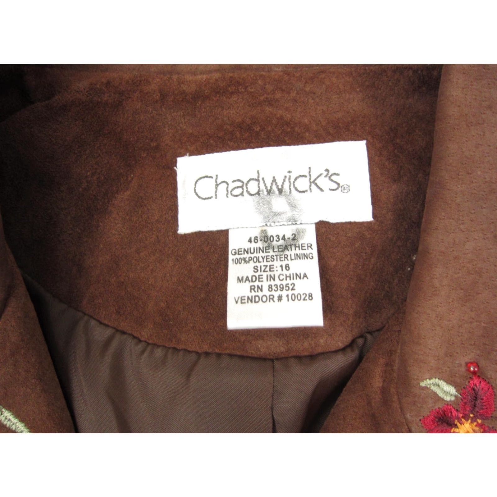 Vintage Vintage Chadwicks Leather Jacket Womens 16 Brown Embroidered Floral Western Boho Leather Jacket Brown Embroidered Western 16 Womens Size XXL / US 16-18 / IT 52-54 - 4 Thumbnail