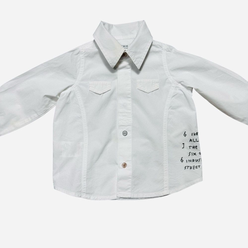 IKKS IKKS Baby Boy White Embroidered Cotton Shirt Made in France Size US XXS / EU 40 - 2 Thumbnail