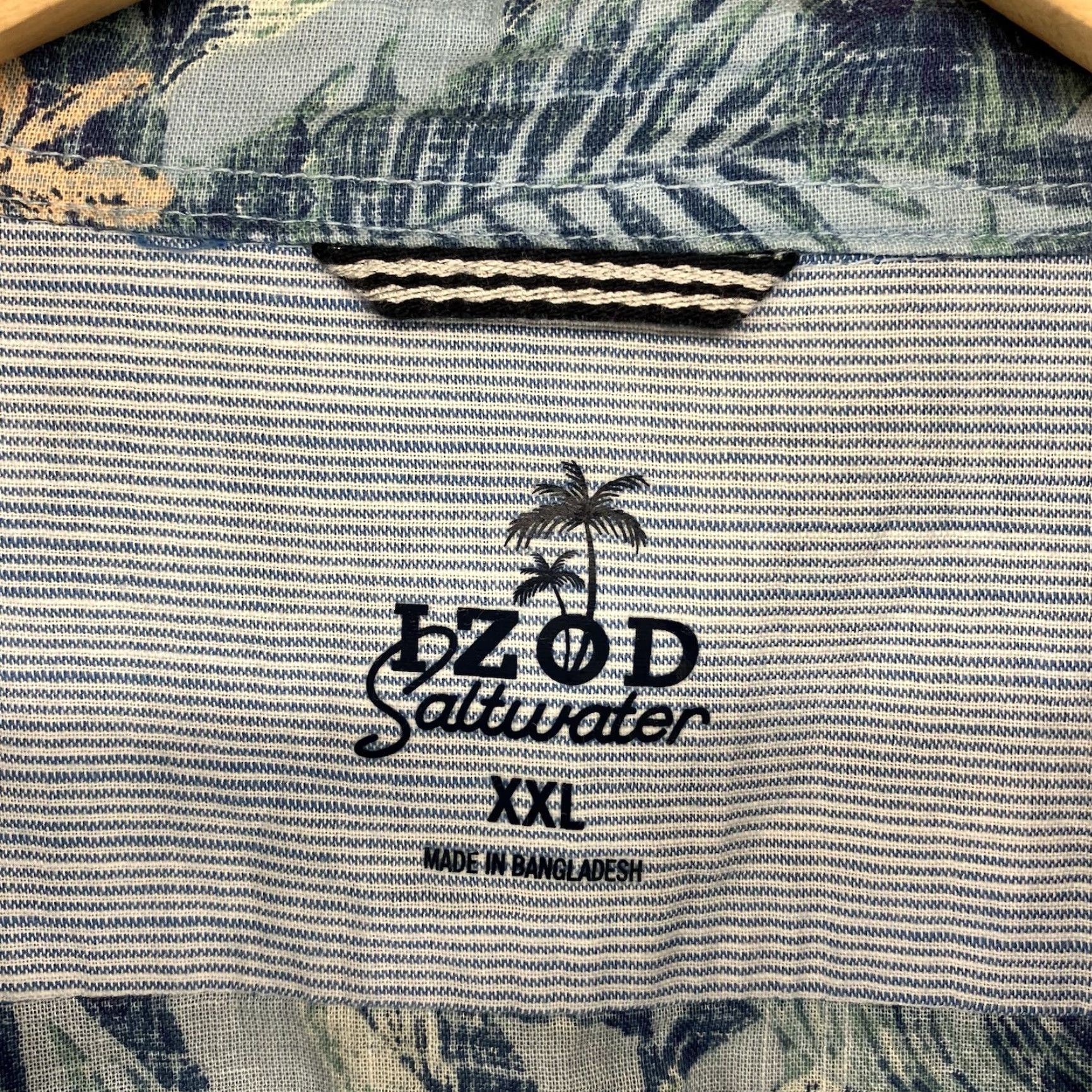 Izod IZOD Saltwater Mens XXL Tropical Floral Dockside Woven Shirt Chambray Blue EUC Size US XXL / EU 58 / 5 - 3 Thumbnail