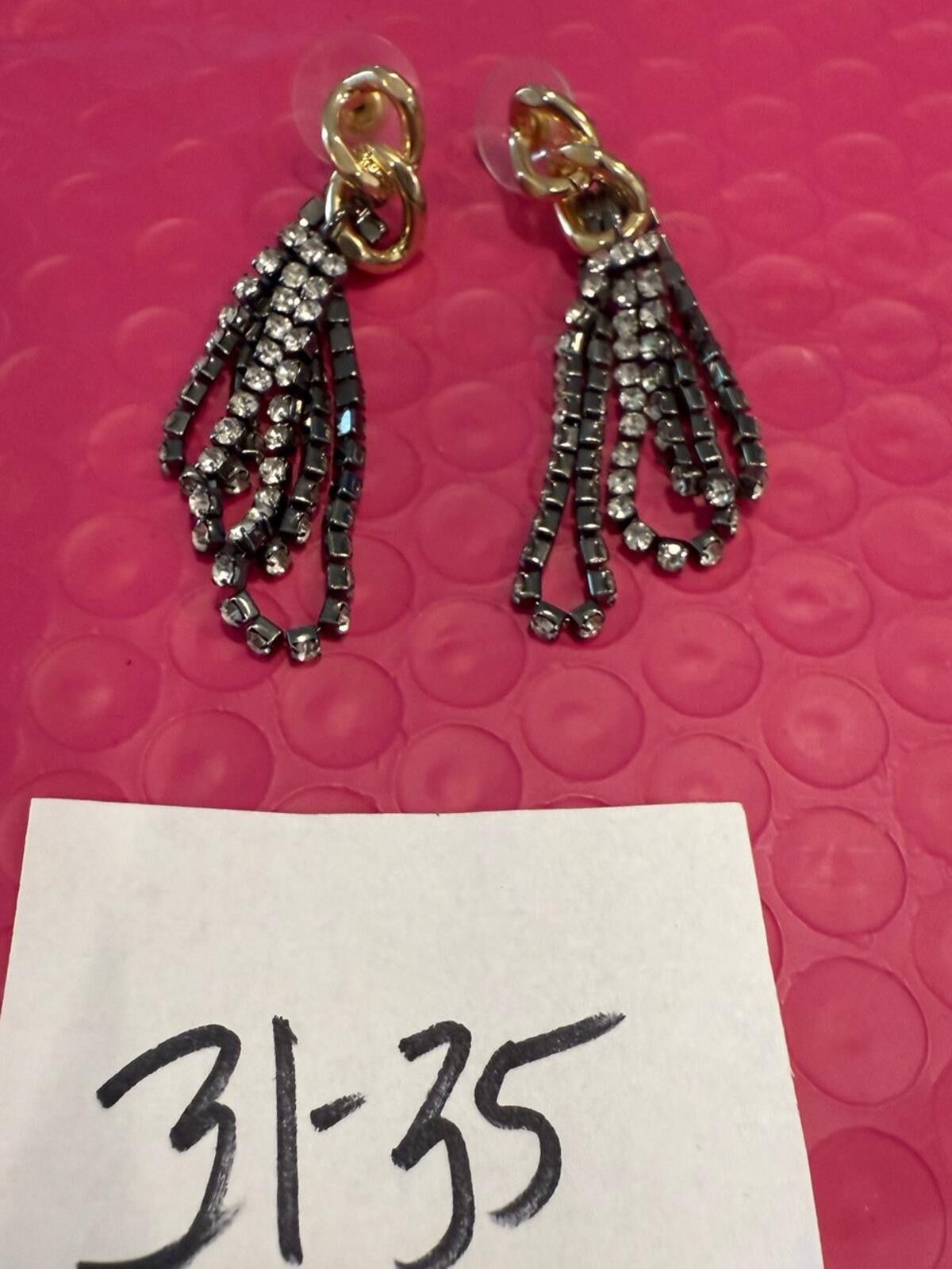 Other Rhinestone looped dangle post earrings gold braid detail Size ONE SIZE - 5 Thumbnail