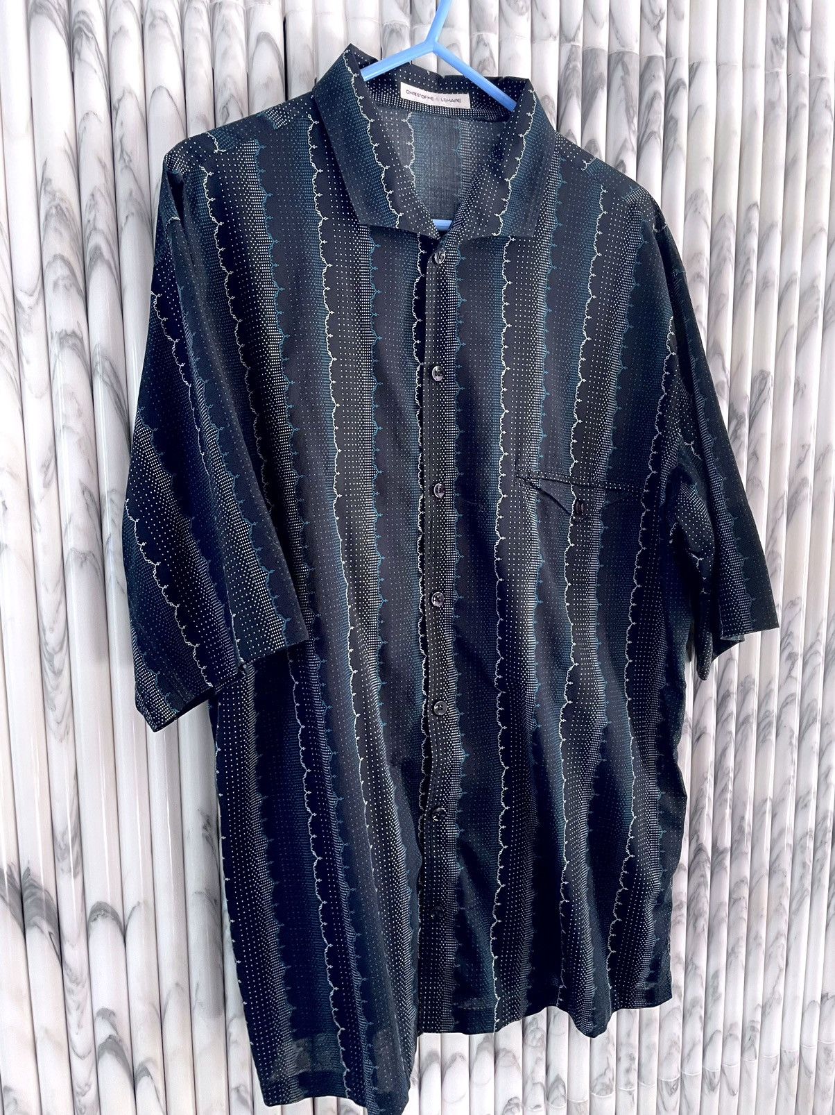 Christophe Lemaire PIN DOT PRINTED CAPRI ONE PIECE COLLAR SHIRT Size US M / EU 48-50 / 2 - 2 Thumbnail