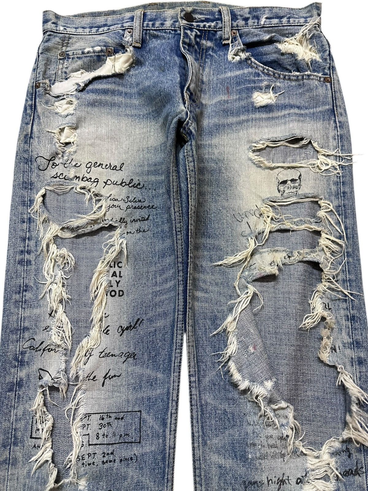 Japanese Brand Vintage RNA.Inc Writing Artwork Ripped Distressed Denim Size US 33 - 2 Thumbnail