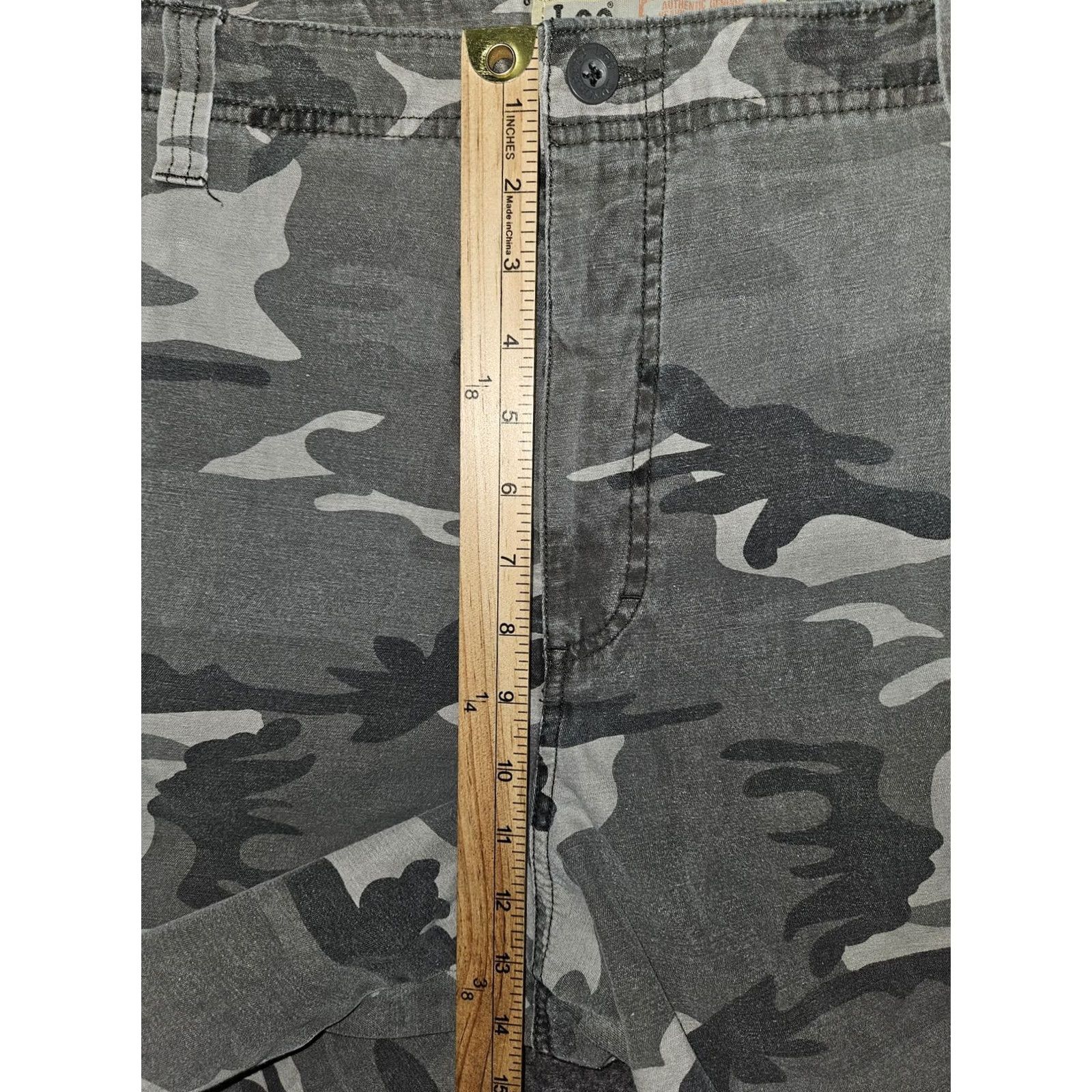 Lee Lee Dungarees Mens Cargo Shorts 42 Gray Camo Cotton Drawstring Pockets Casual Army Style Size US 42 / EU 58 - 5 Thumbnail