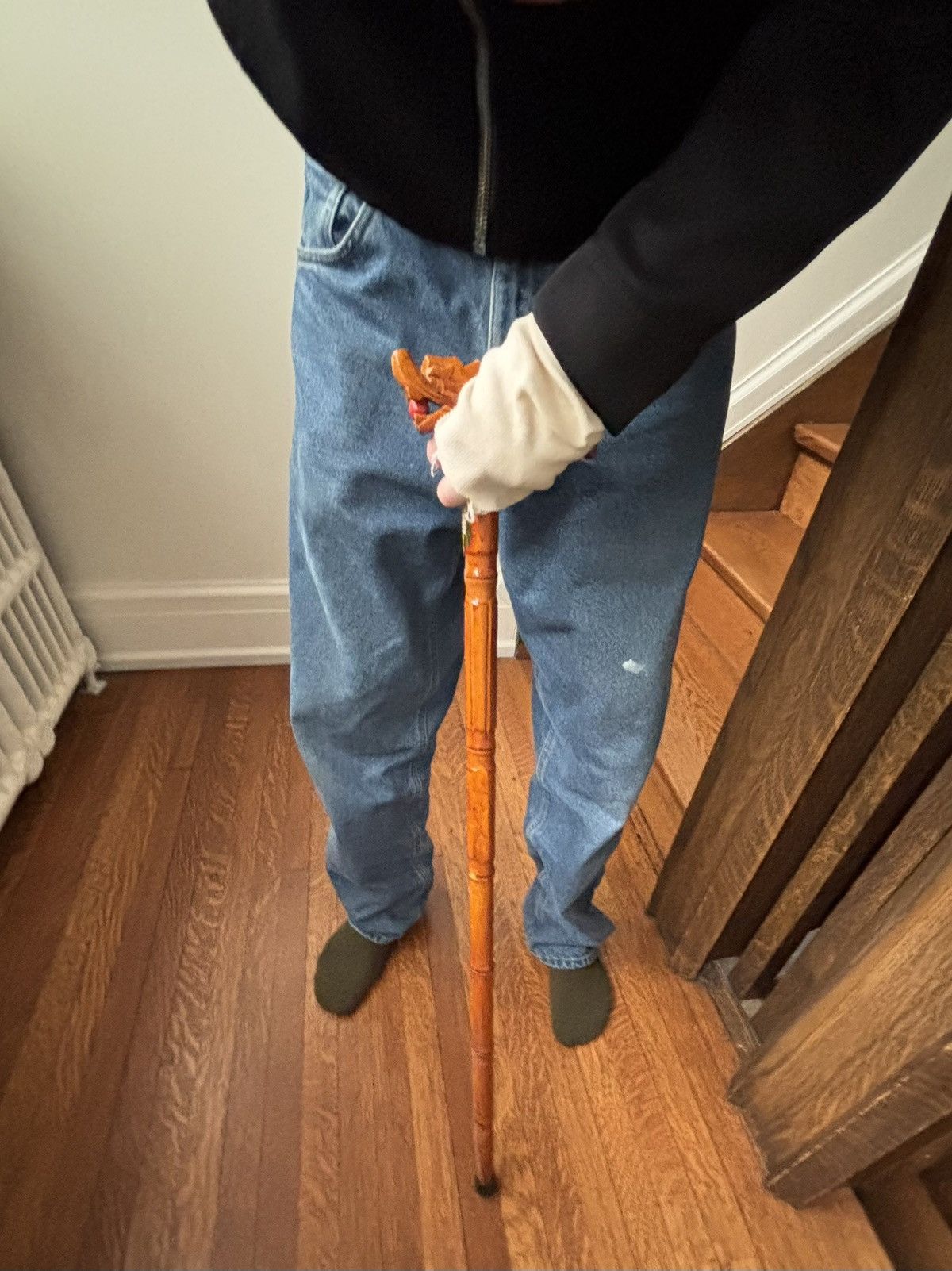 The Great China Wall × Vintage Foo Dragon Chinese Cane Vintage Walking Stick Bamboo Pike Size ONE SIZE - 7 Thumbnail