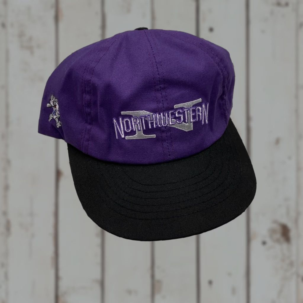 Vintage VINTAGE Northwestern Wild Cats Cap America Snapback Hat Purple Made USA Unisex Adults One Size 90s USA Adjustable Lightweight Hat Size ONE SIZE - 1 Thumbnail