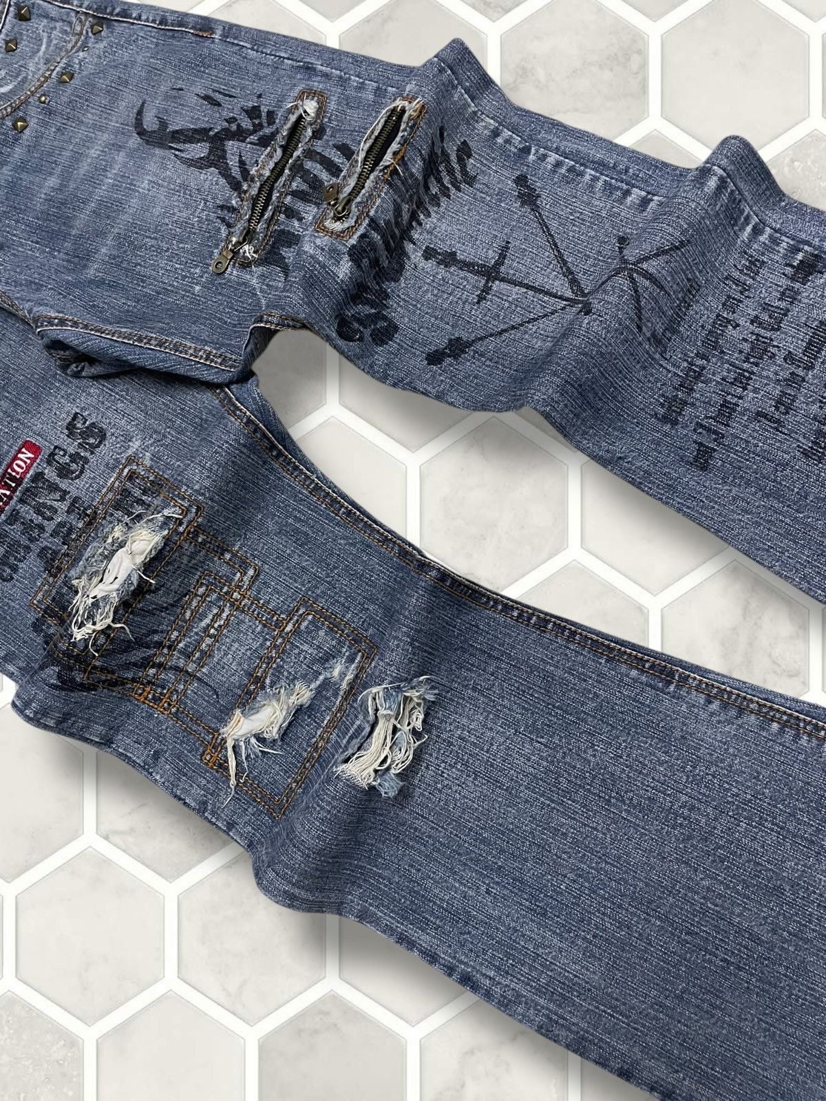 Tornado Mart Vintage 1990s Orginal Designer Japan In The Attic Punk Denim Size US 33 - 6 Thumbnail