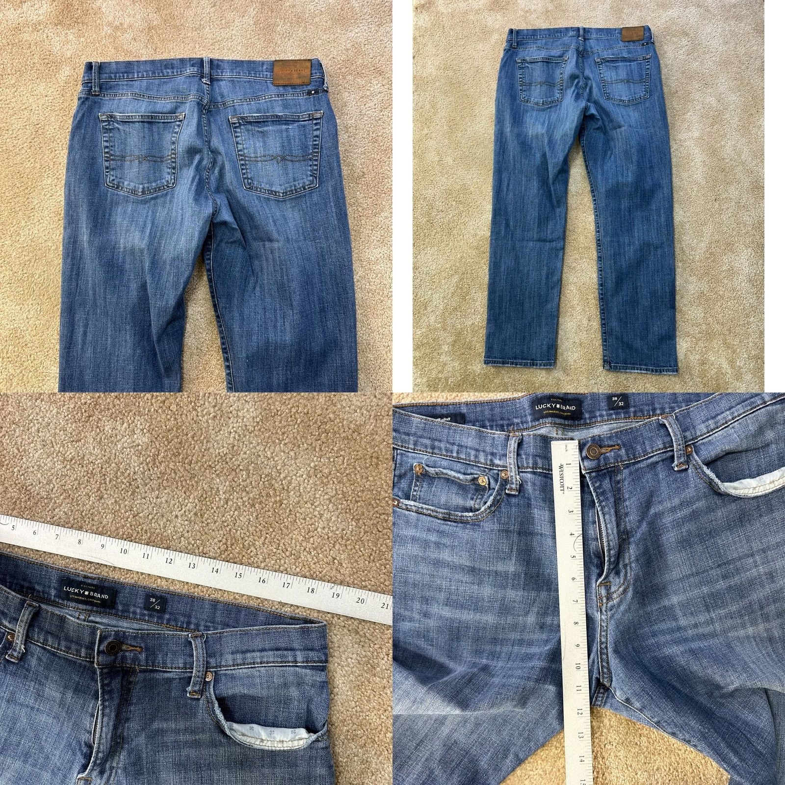 Lucky Brand Lucky Brand 221 Jeans Men 38x32 Straight Denim 5-Pocket Stretch Blue Slim Regular Rise Mid 90s Classic Vintage No Size US 38 / EU 54 - 8 Thumbnail