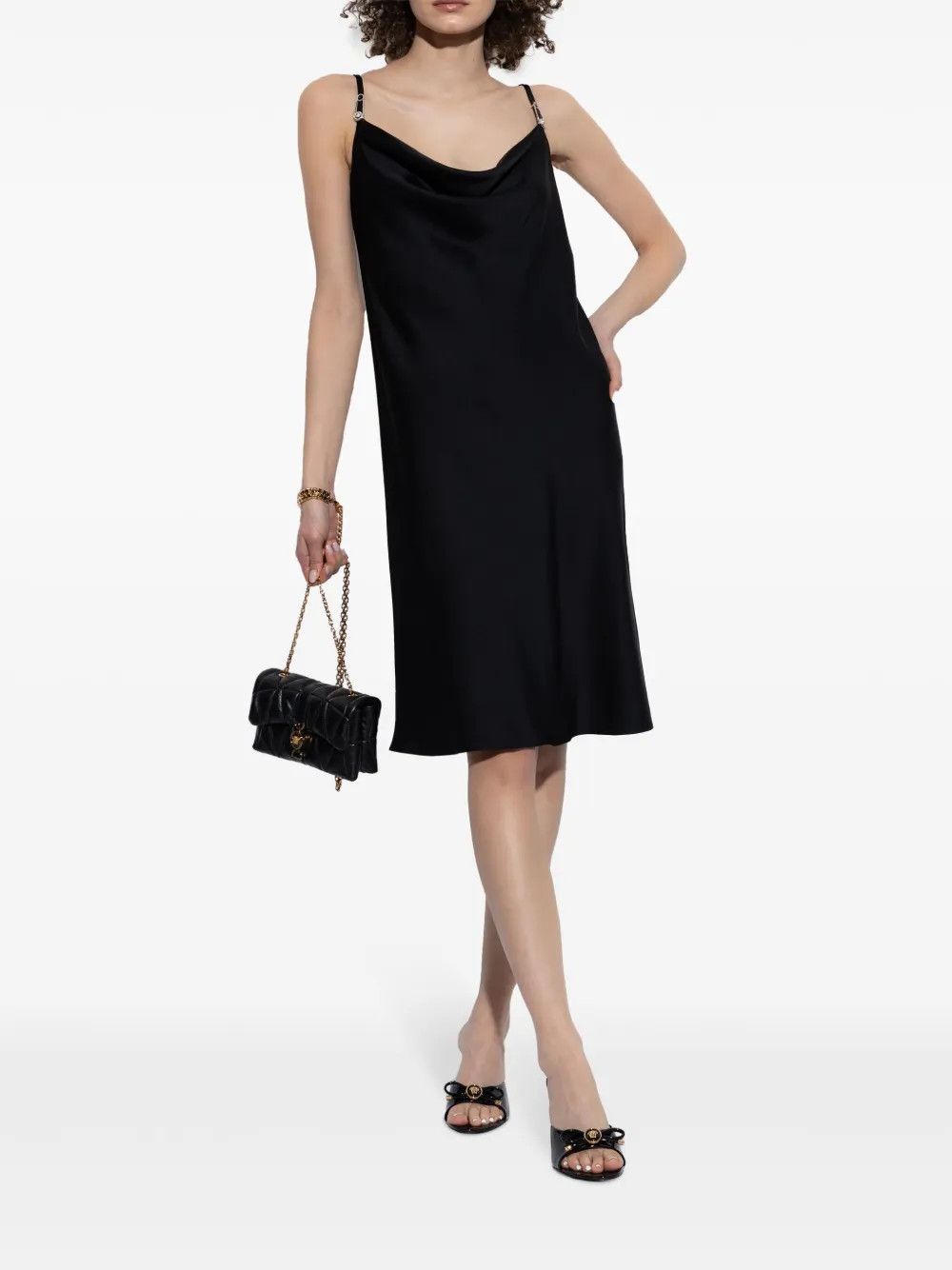 Versace o1y0226 Midi Dress in Black Size M / US 6-8 / IT 42-44 - 5 Thumbnail