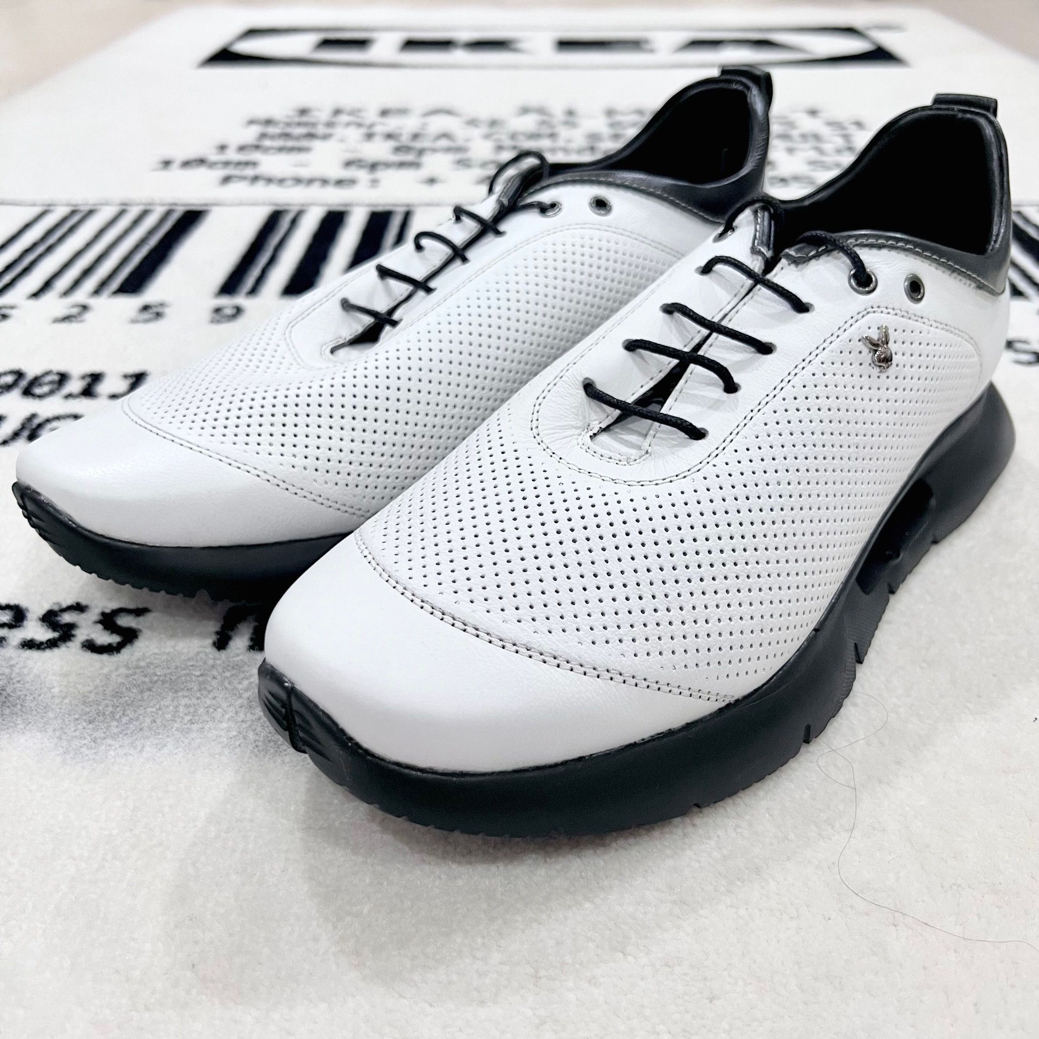 Playboy Small Bunny Logo White Perforated Leather Shoes
