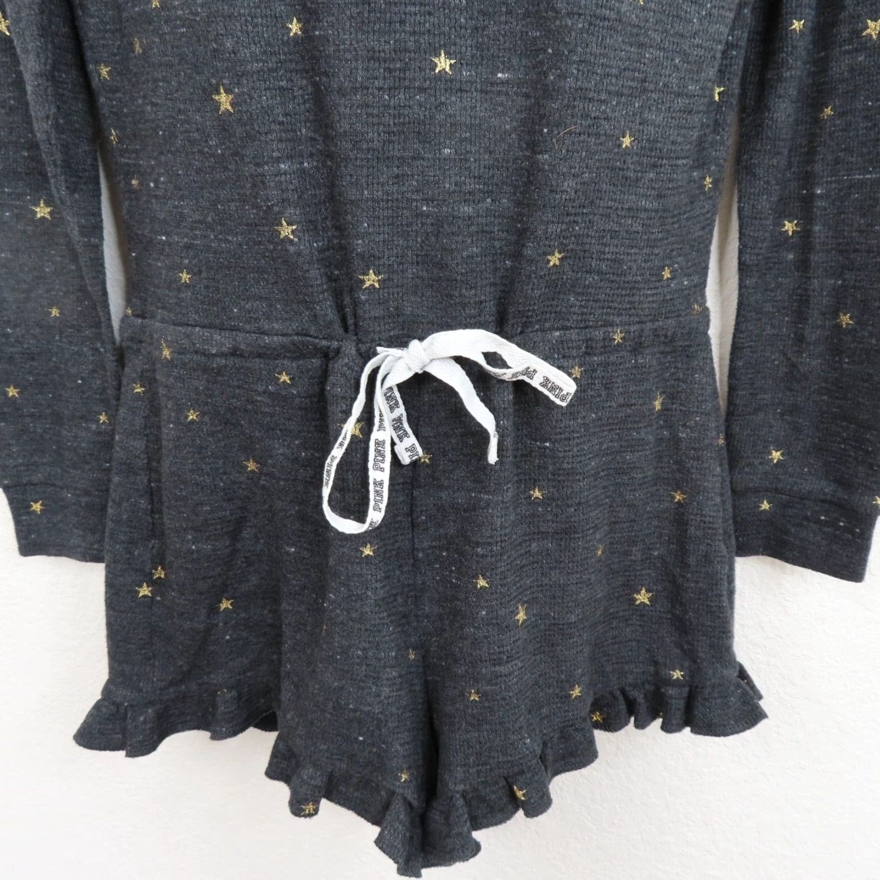 Victoria's Secret PINK Victoria's Secret One Piece Lounge Romper Long Sleeve Button Front Gray Cotton Blend Medium M Slip Size M / US 6-8 / IT 42-44 - 4 Thumbnail