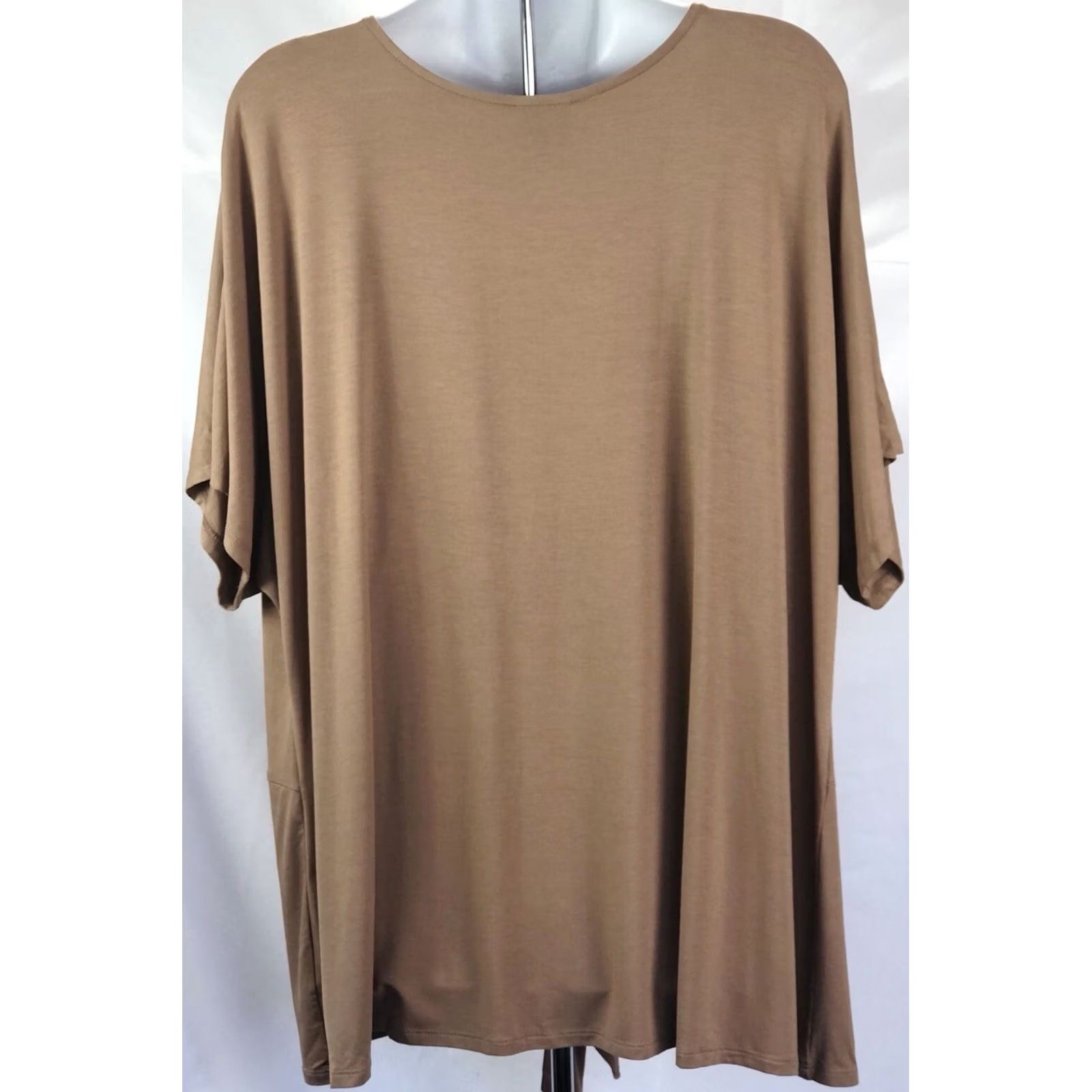 Worthington NWT Worthington Blouse Top XXL Brown ShortSleeve Tie Front Empire Waist Stretch Size XXL / US 16-18 / IT 52-54 - 4 Thumbnail