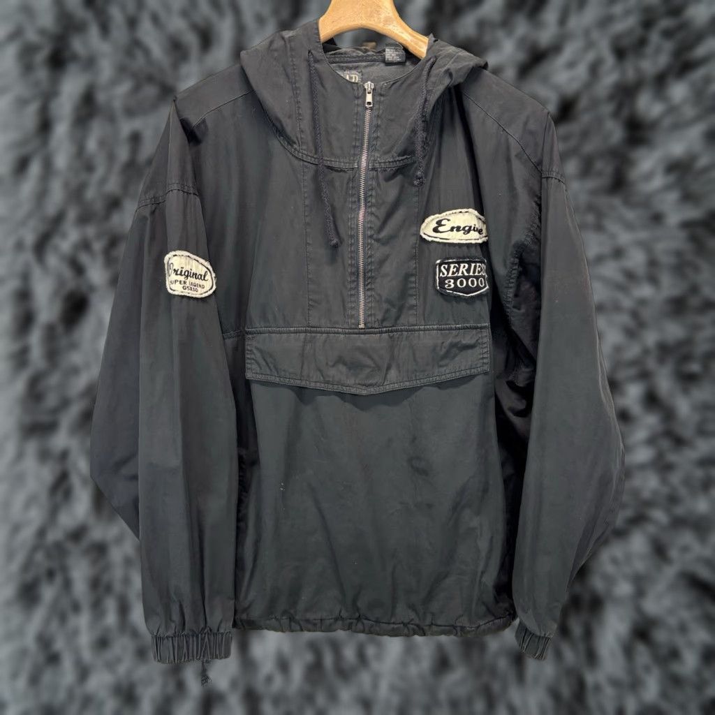 Gap VINTAGE Gap Anorak Jacket Men's Medium Hooded Faded Black Racing Y2K Size US M / EU 48-50 / 2 - 1 Thumbnail