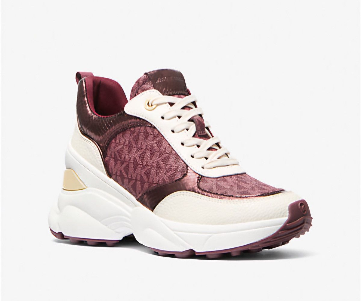 Michael Kors Katrina Signature Logo & Metallic Lizard Embossed Trainer MK Size US 7 / IT 37 - 2 Thumbnail