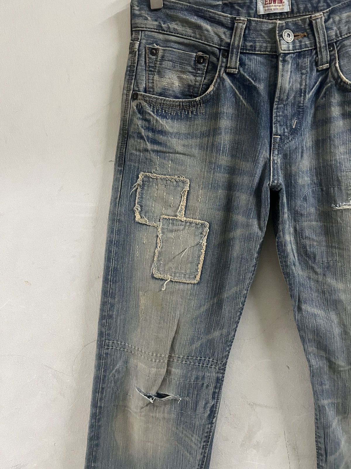 If Six Was Nine × Japanese Brand × Vintage THRASHED EDWIN XV DISTRESSED DENIM PANT Size US 29 - 6 Thumbnail