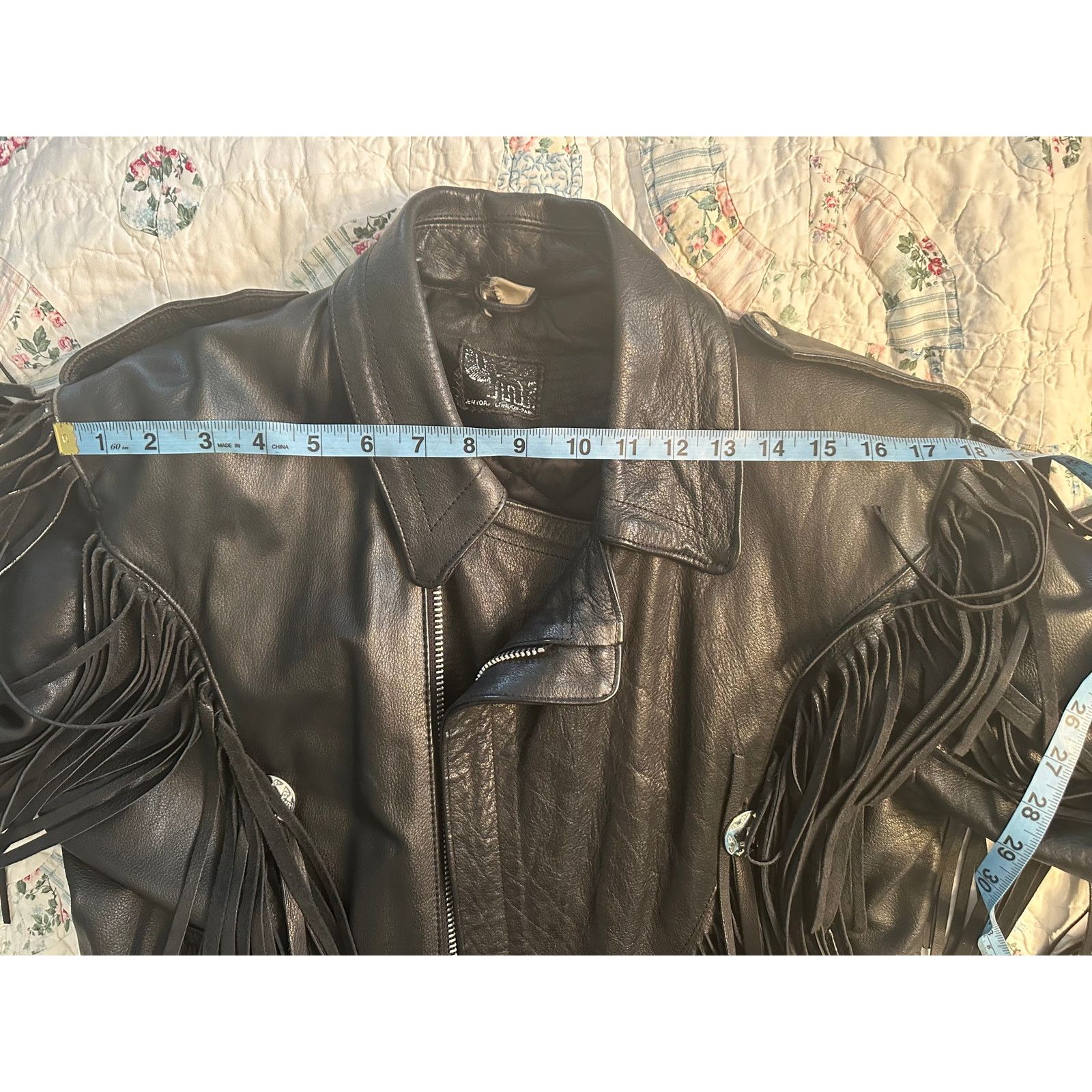 Vintage 80s HEAVY FRINGED LEATHER BIKER MOTO JACKET QUILTED LINING Size ONE SIZE - 9 Thumbnail