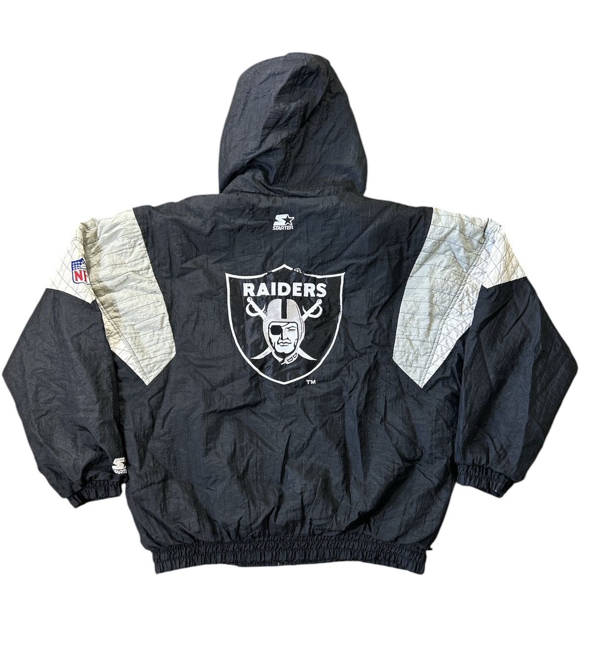 NFL × Starter × Vintage Vintage 90’s Starter NFL Oakland Raiders Black Jacket Size L Size US L / EU 52-54 / 3 - 2 Thumbnail