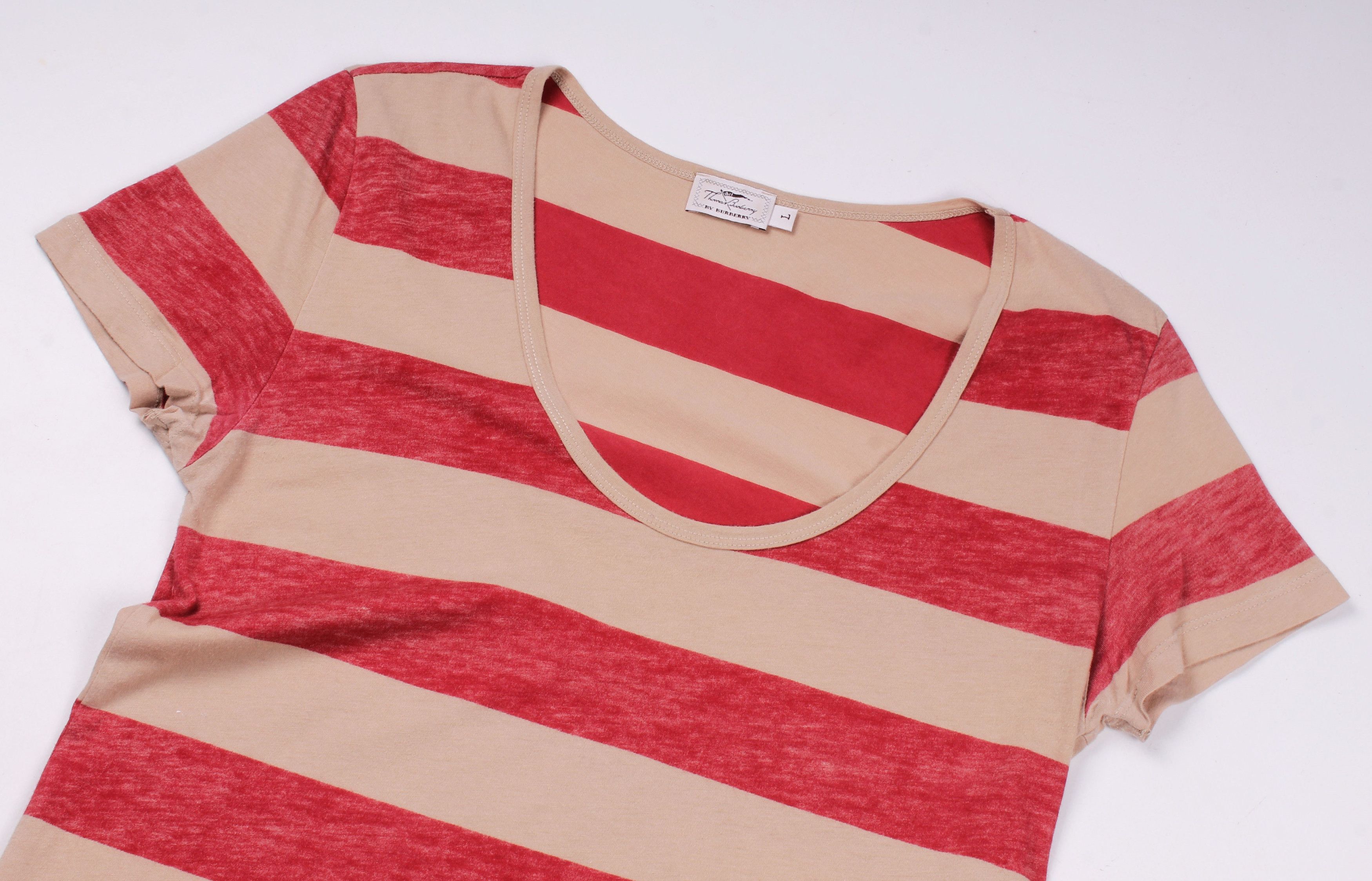 Burberry × Vintage Vintage Thomas Burberry Striped Short Sleeve Top Size L / US 10 / IT 46 - 5 Thumbnail