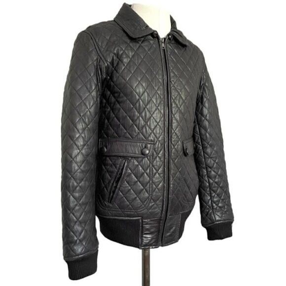 Corpus Corpus Black Lambskin Quilted Leather Bomber Jacket - Small Size S / US 4 / IT 40 - 3 Thumbnail
