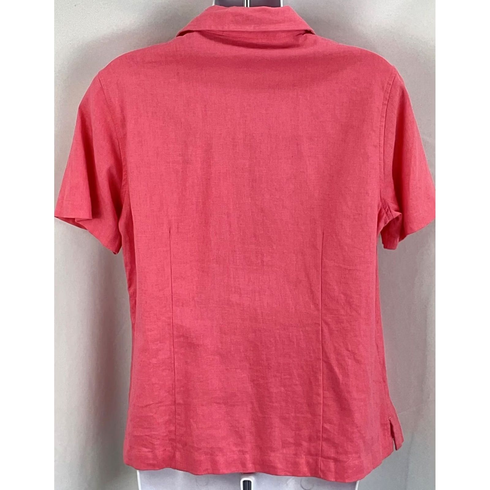 Vintage ERiKa Linen Top S Coral Embroidered Pockets ButtonUp Beaded Cottage Classic Shirt Womens XS? Size S / US 4 / IT 40 - 3 Thumbnail
