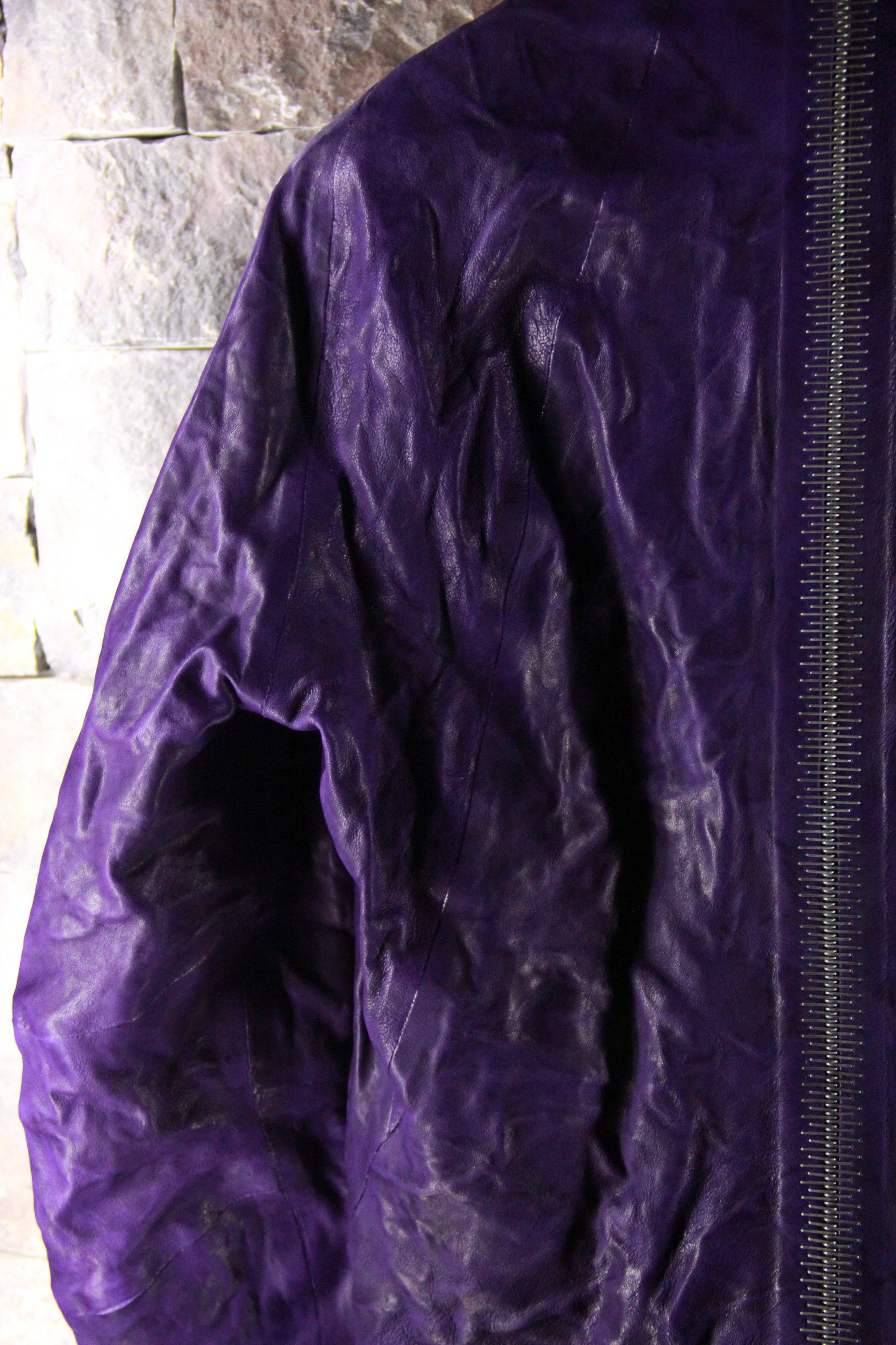 Isaac Sellam Experience Rick Owens Purple Iron Spine Leather Jacket Size US L / EU 52-54 / 3 - 9 Thumbnail