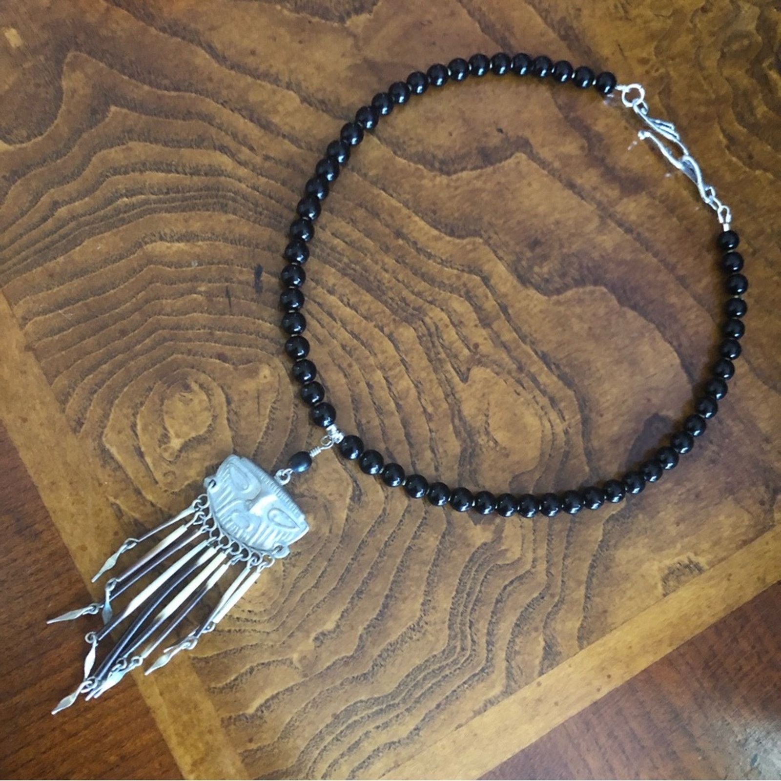 Handmade Handcrafted repurpose tribal look face fringe Pearl necklace Size ONE SIZE - 9 Thumbnail