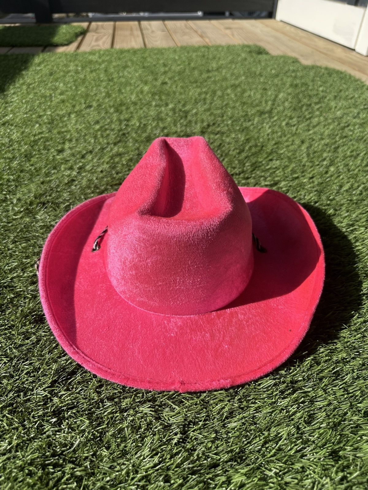 Other Pink Felt Rancher Fedora Wide Brim Cowboy Hat W/ Neck Strap Size ONE SIZE - 3 Thumbnail