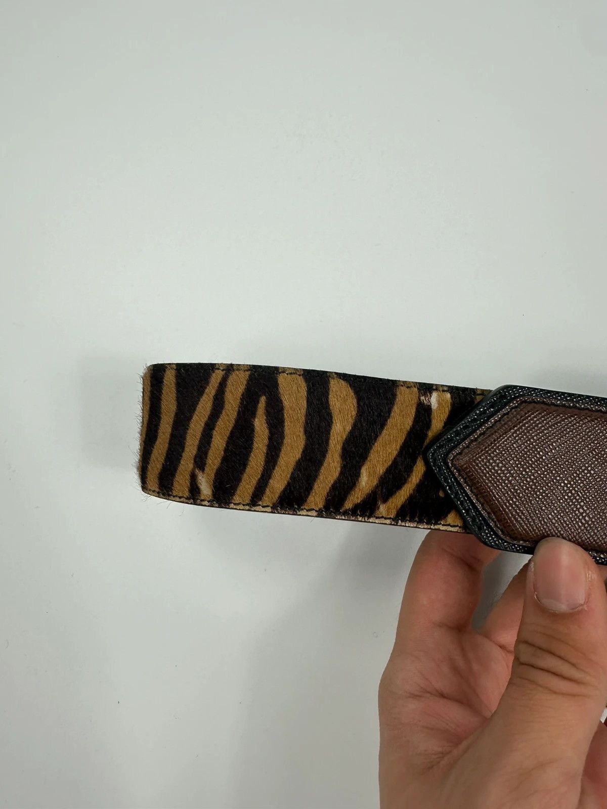 Prada Prada SS2011 Zebra Fur Brown Belt Size 34 - 2 Thumbnail