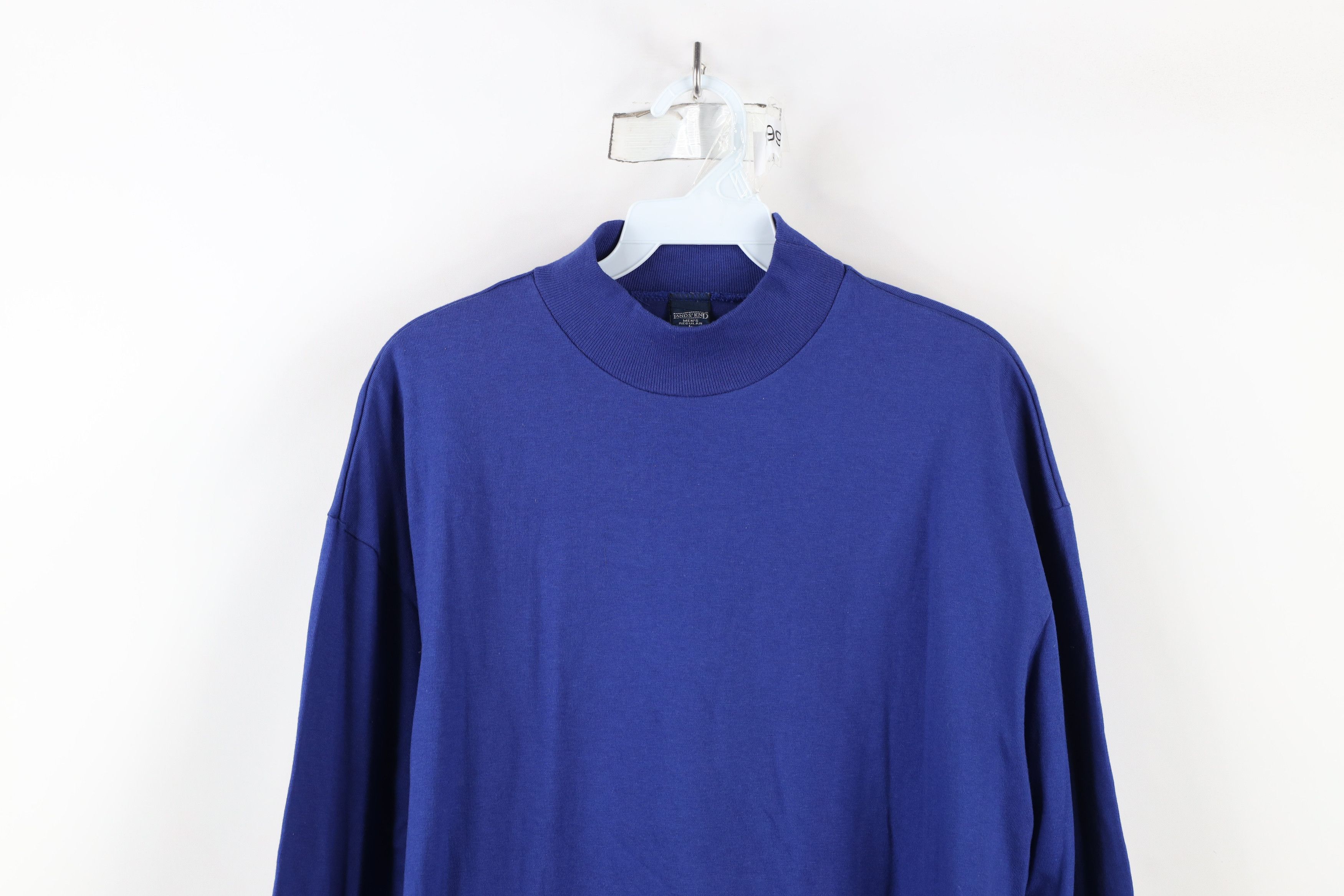 Lands' End × Vintage Vintage 90s Lands End Mock Neck Long Sleeve T-Shirt Blue USA Size US L / EU 52-54 / 3 - 2 Thumbnail