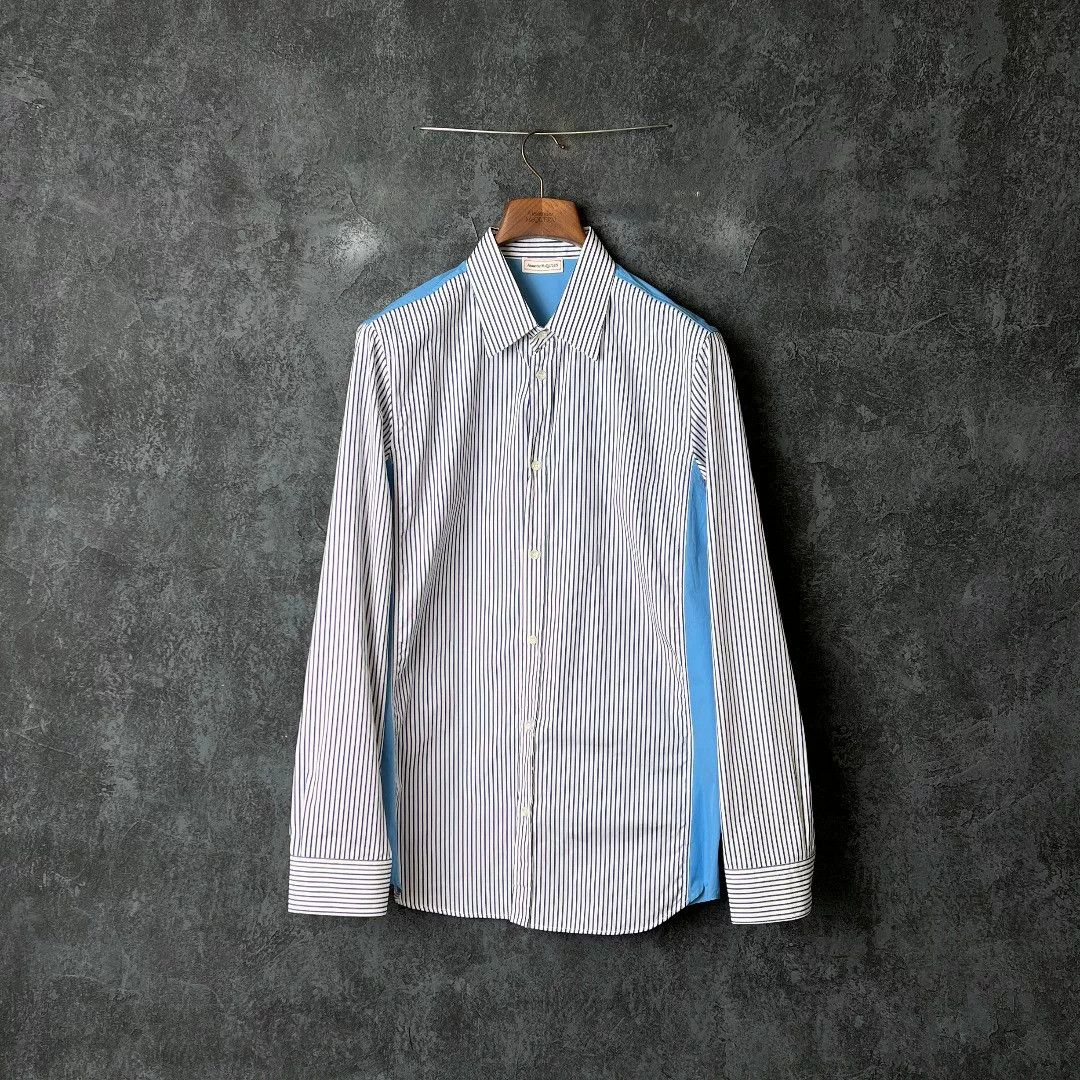Alexander McQueen Alexander McQueen Cotton Striped Blue Shirt l Men Size US L / EU 52-54 / 3 - 1 Thumbnail