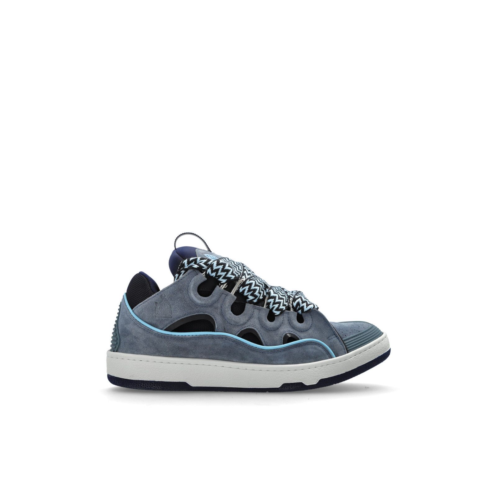 Lanvin Curb Oversized Men's Blue Leather Sneakers New & Aut