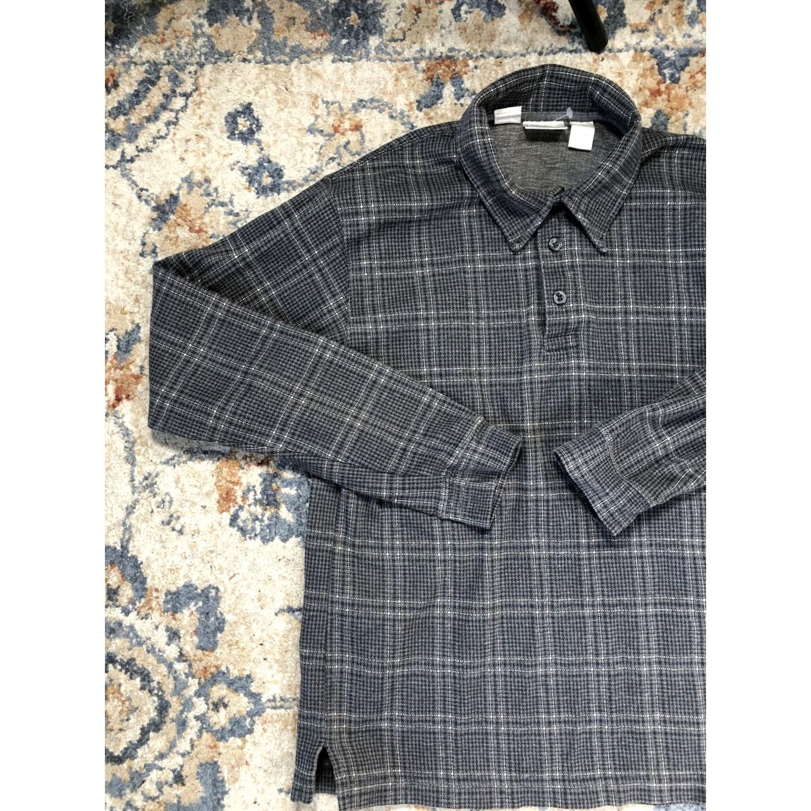 Vintage L.L. Bean Polo Shirt Mens Small Gray Plaid Knit Long Sleeve Casual Size US S / EU 44-46 / 1 - 3 Thumbnail